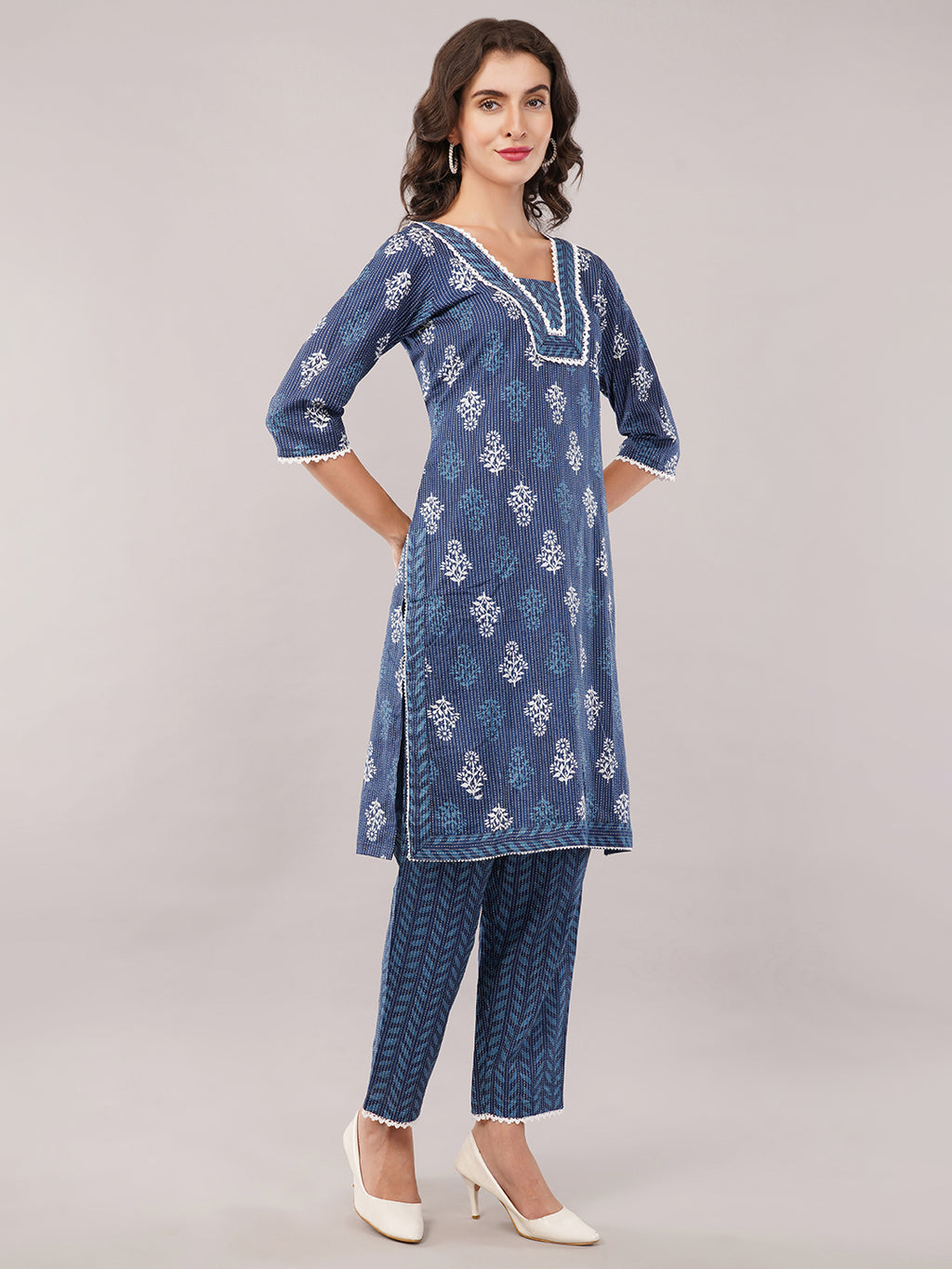 Katha indigo kurti with trouser