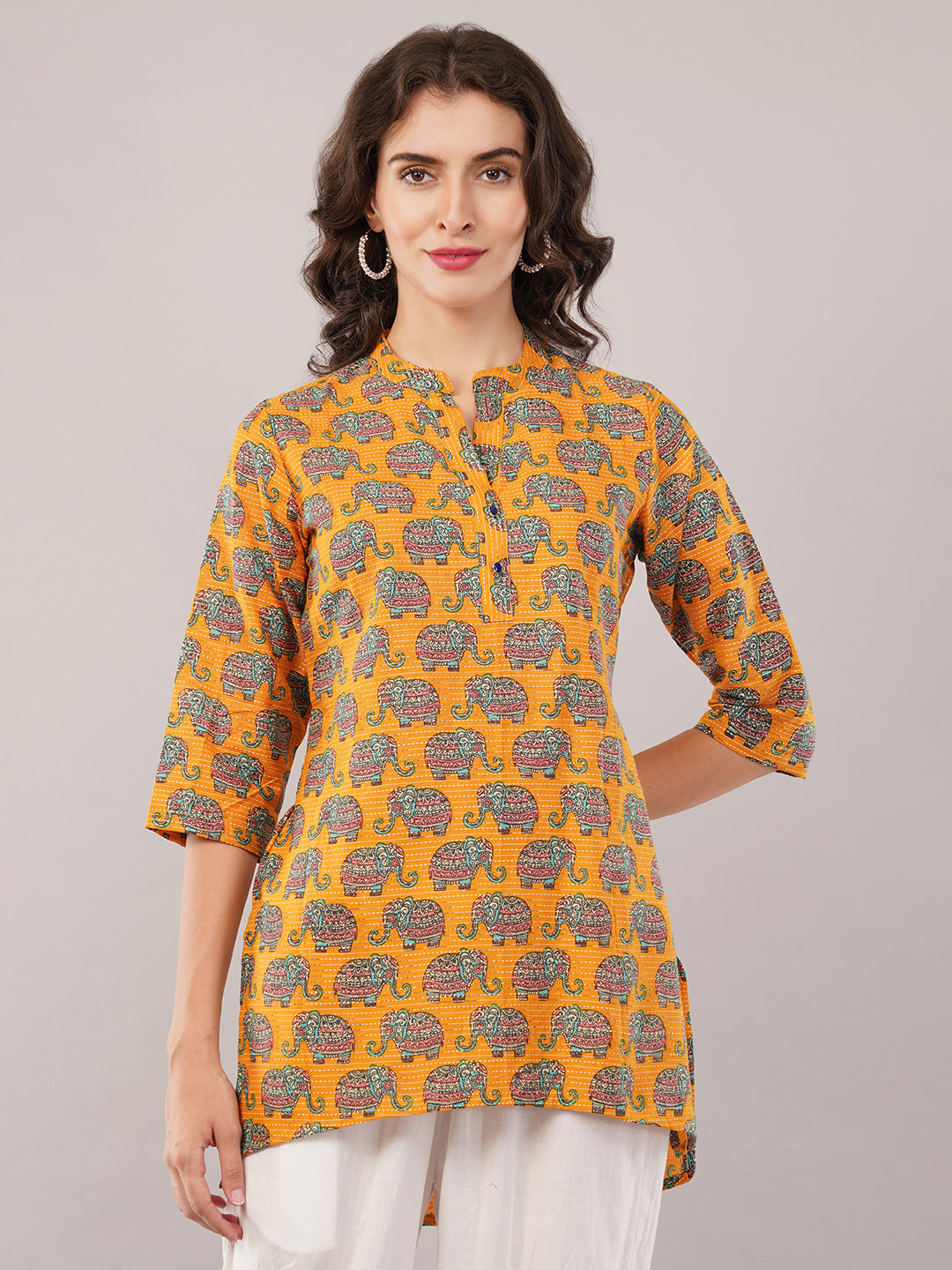 Katha Yellow Short kurti