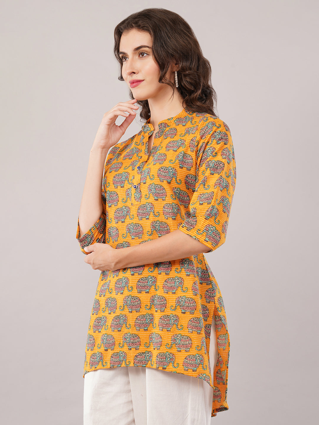 Katha Yellow Short kurti