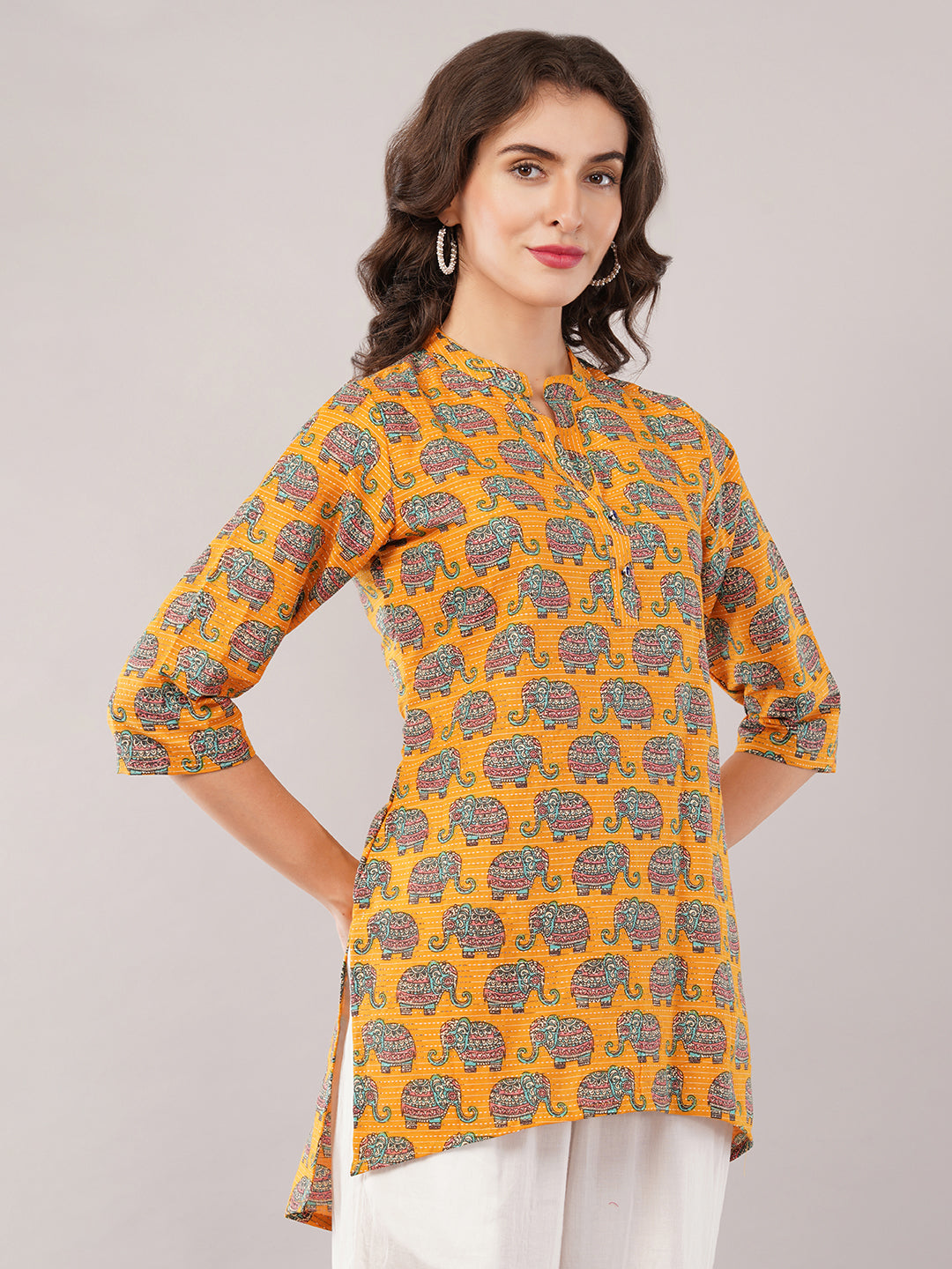 Katha Yellow Short kurti