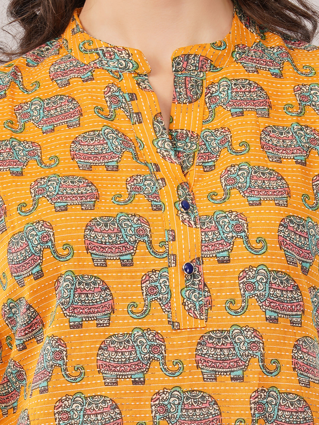 Katha Yellow Short kurti