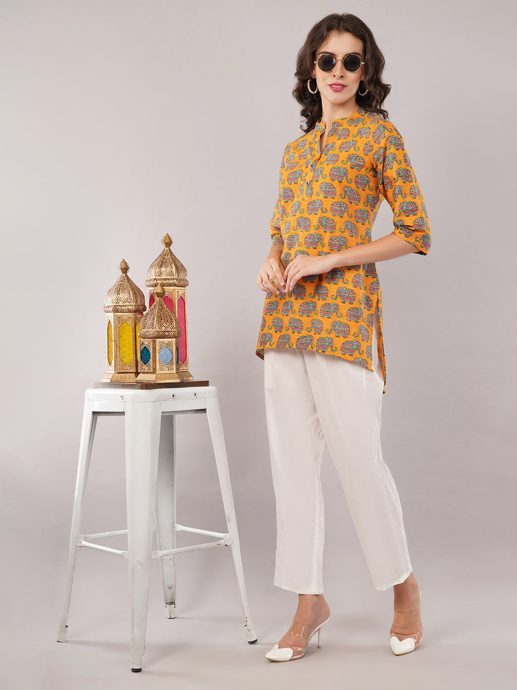 Katha Yellow Short kurti