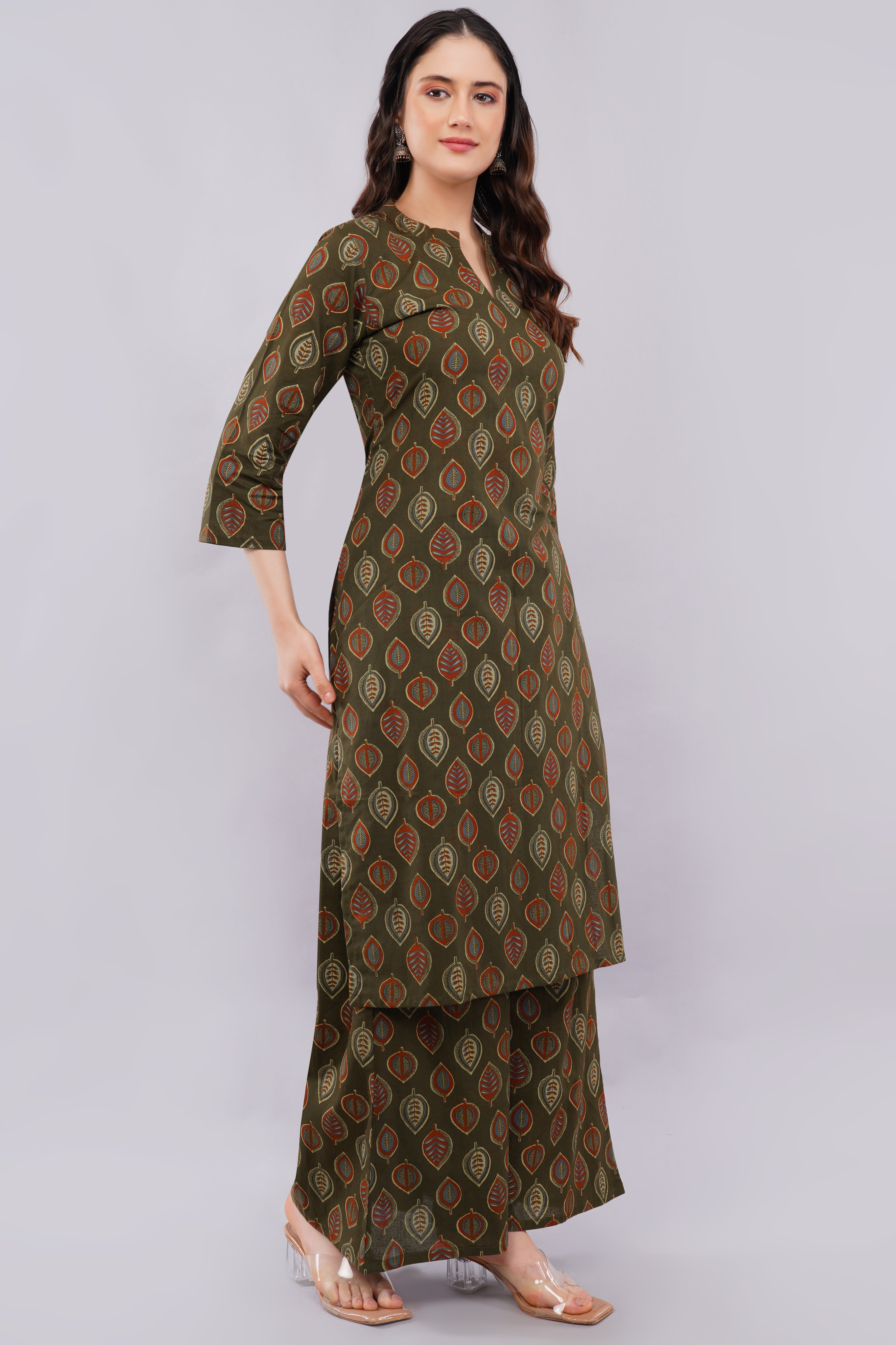 Cotton kurti plazo set
