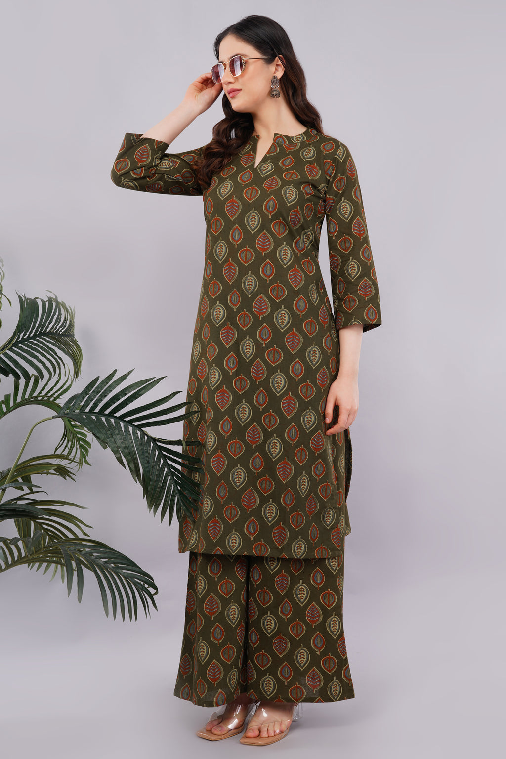 Cotton kurti plazo set