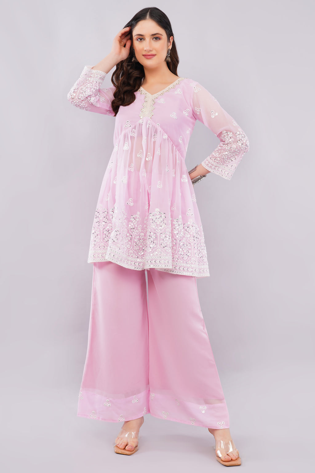 Mirror work top & plaza set