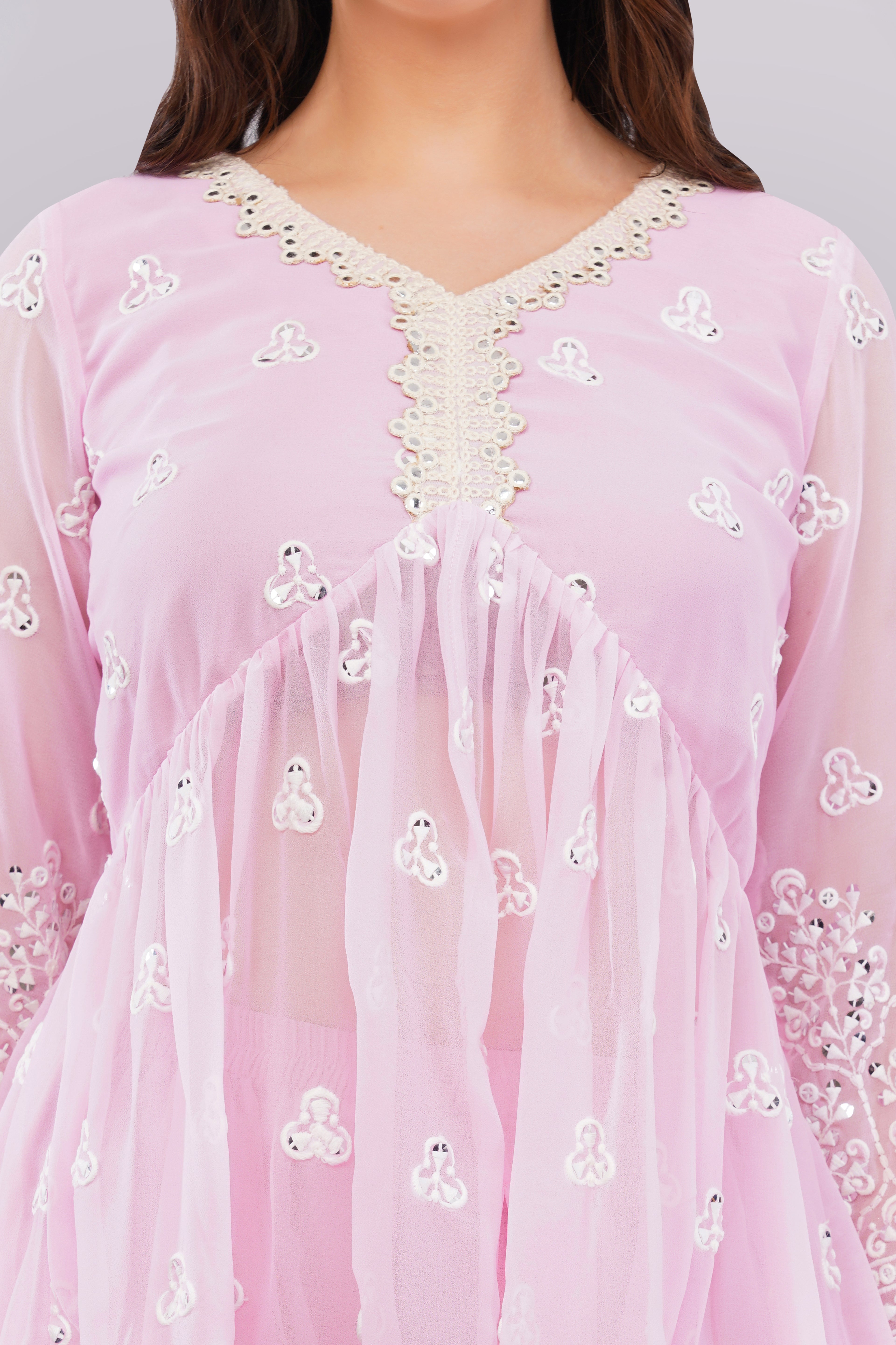 Mirror work top & plaza set