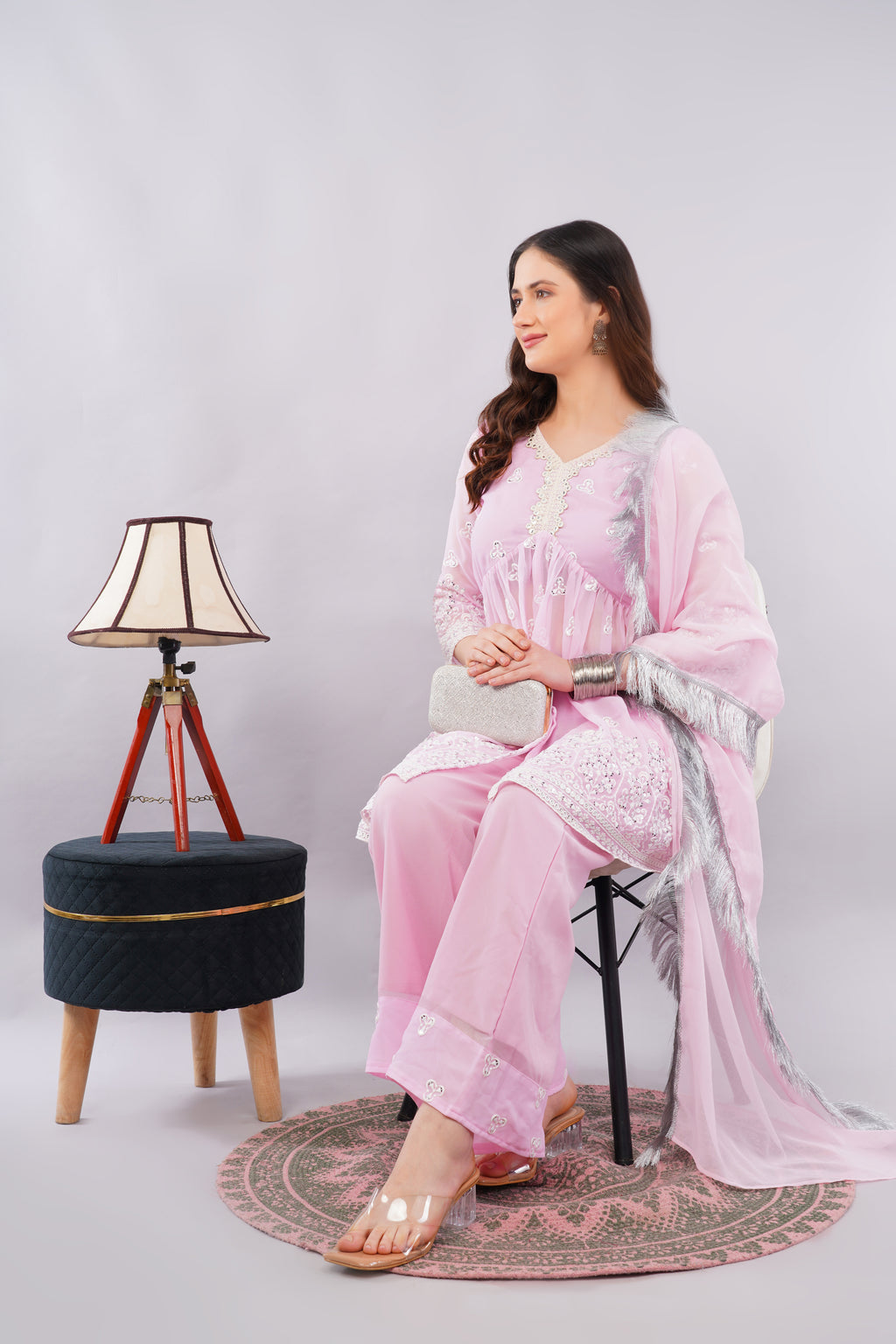 Mirror work top & plaza set