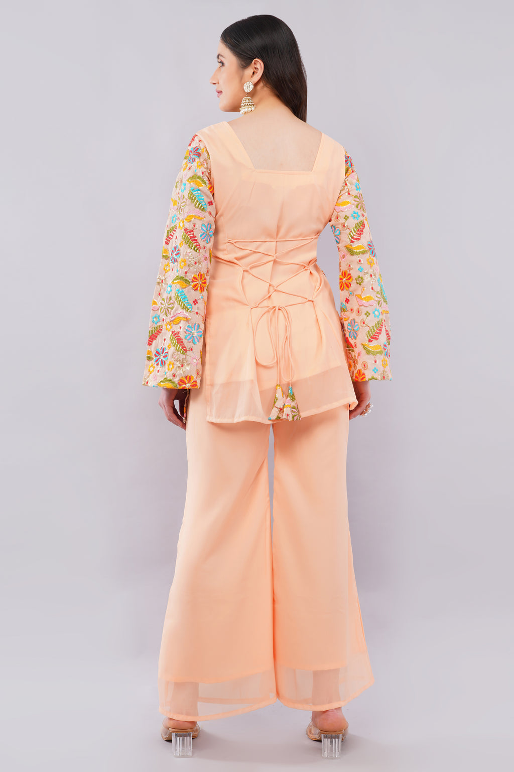 Corset back embroidery suit set