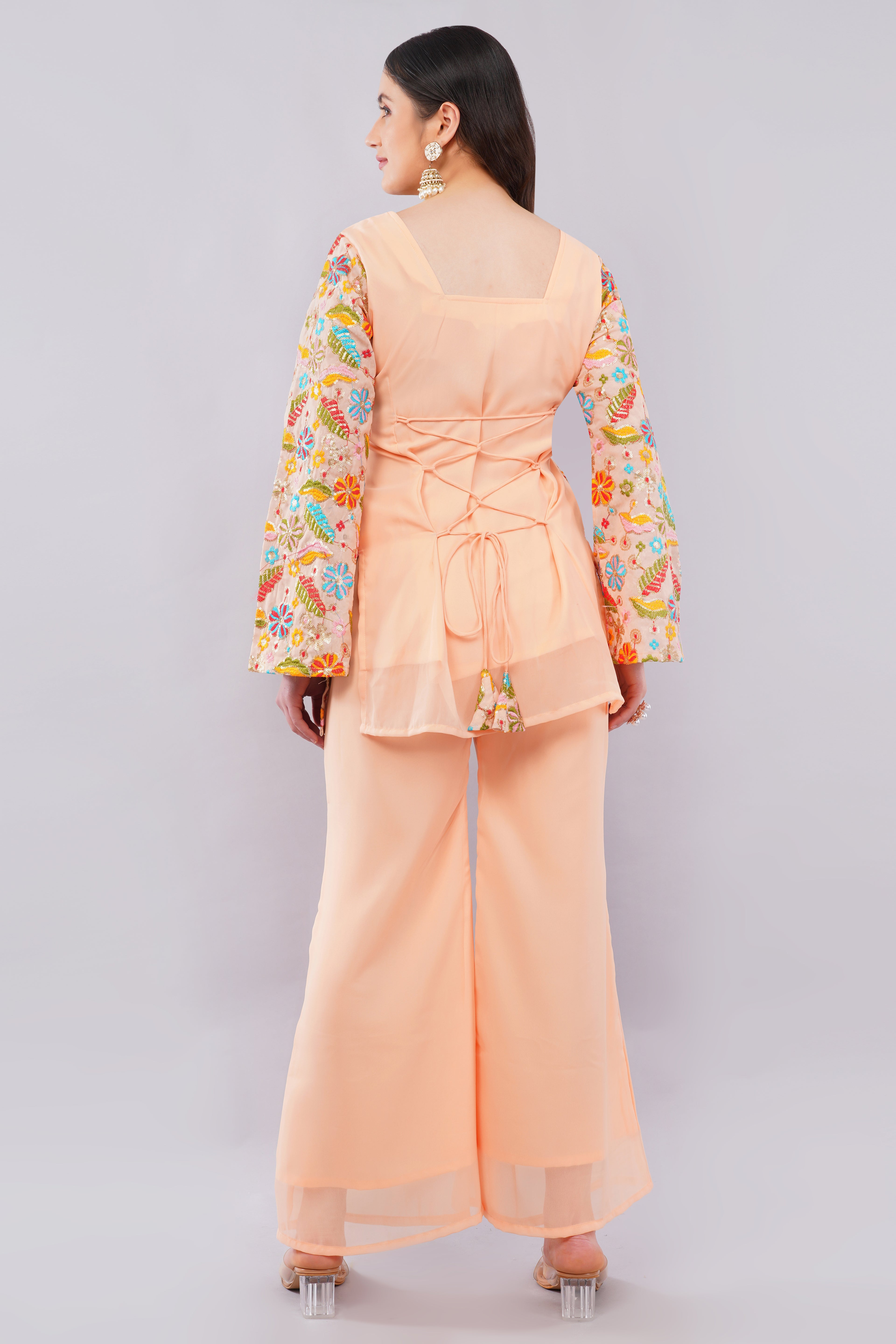 Corset back embroidery suit set