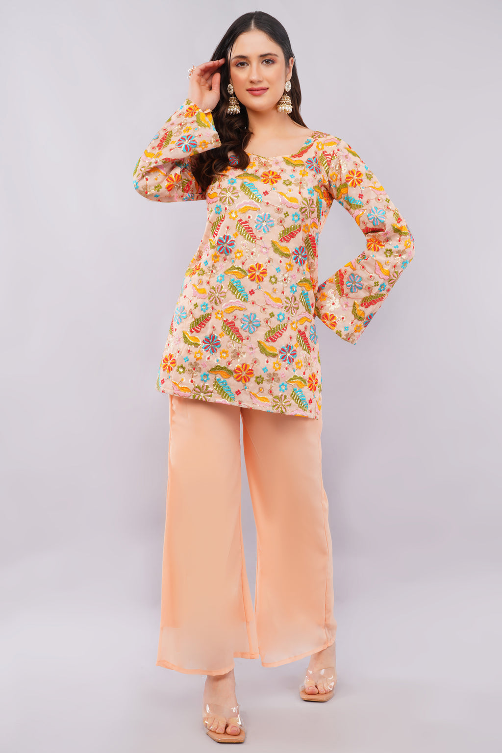 Corset back embroidery suit set