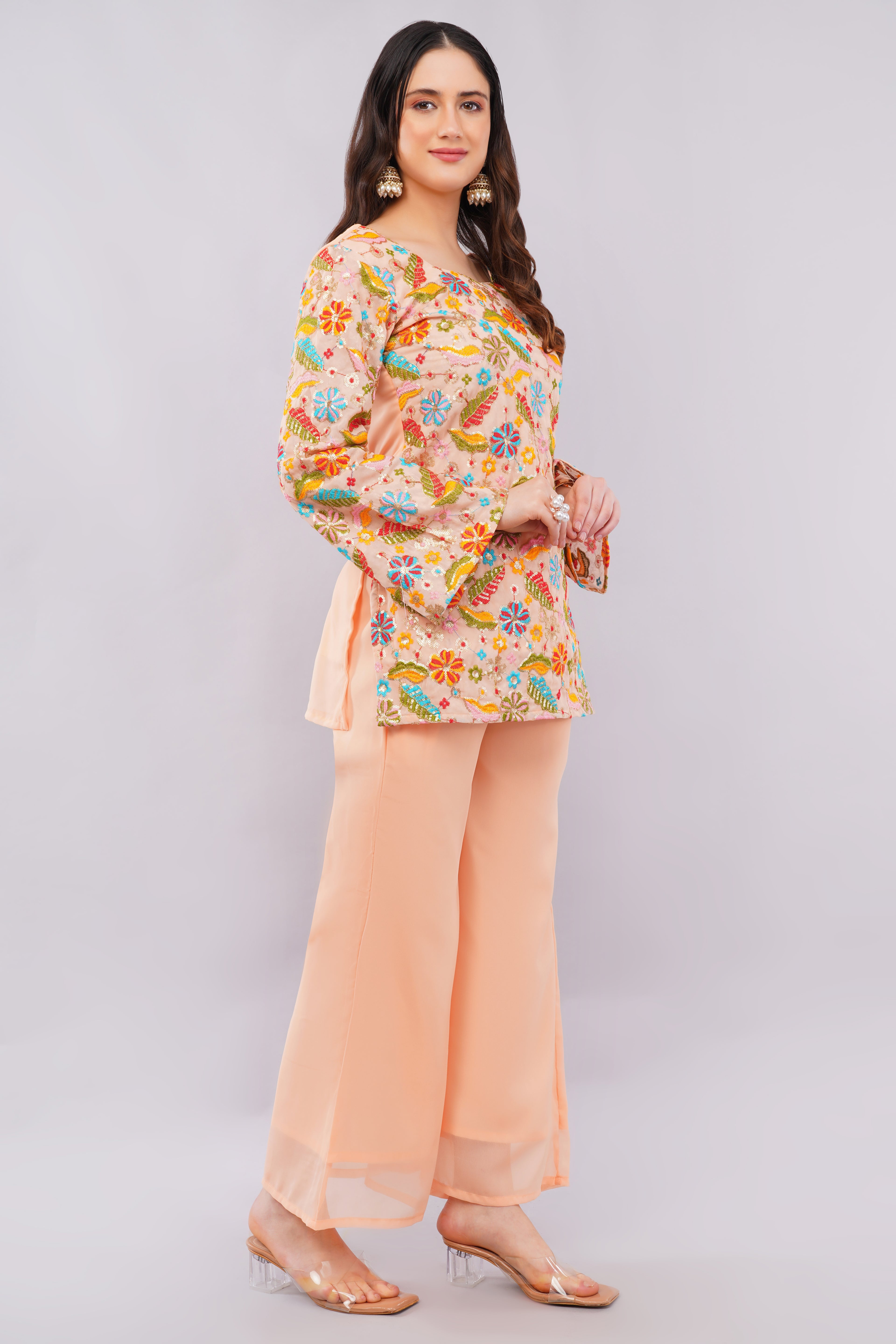 Corset back embroidery suit set