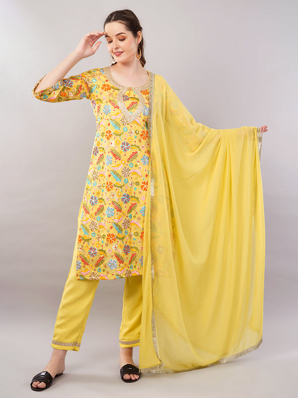 Embroidery work kurti set