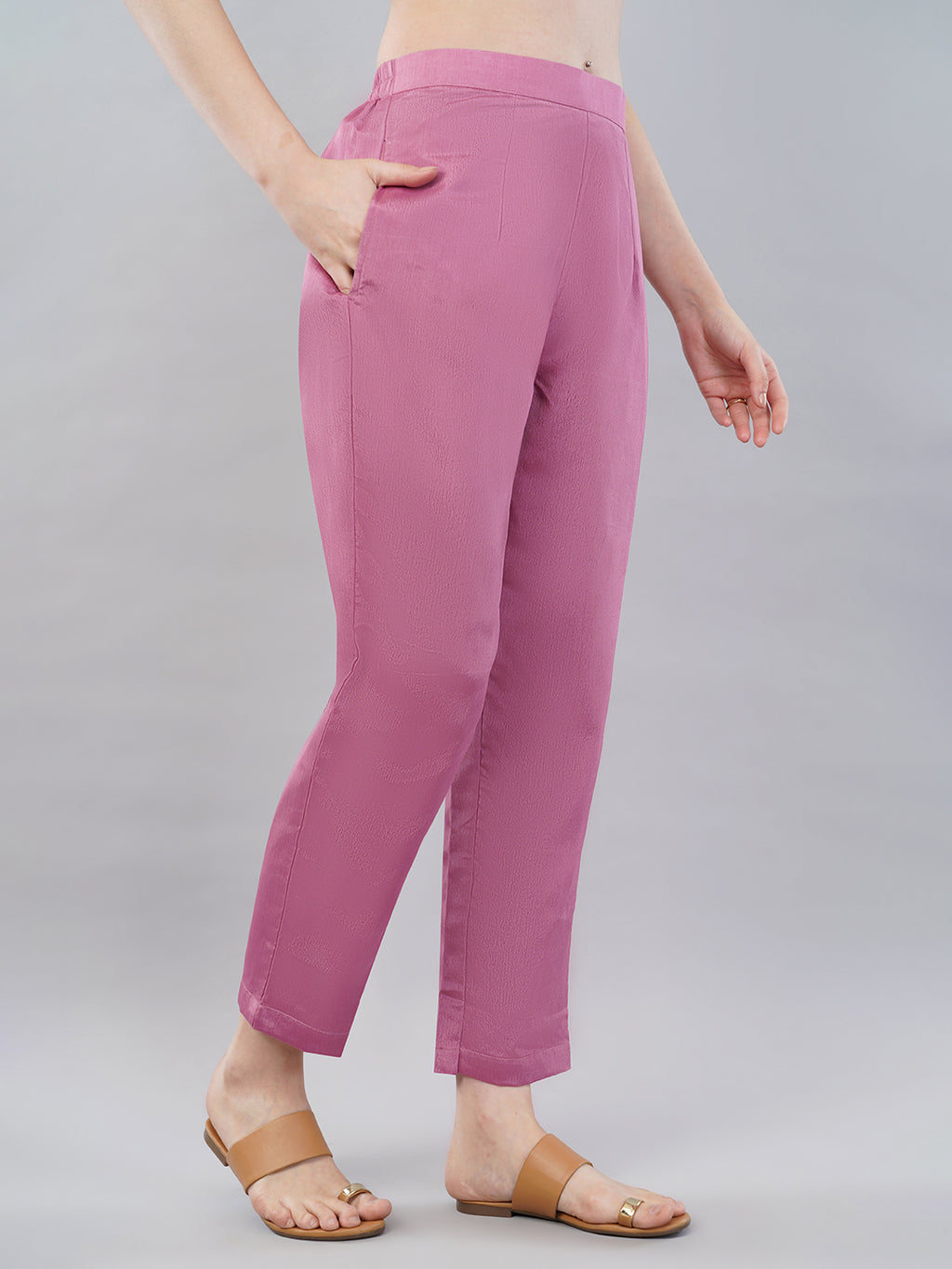 Pink Zari work kurti set