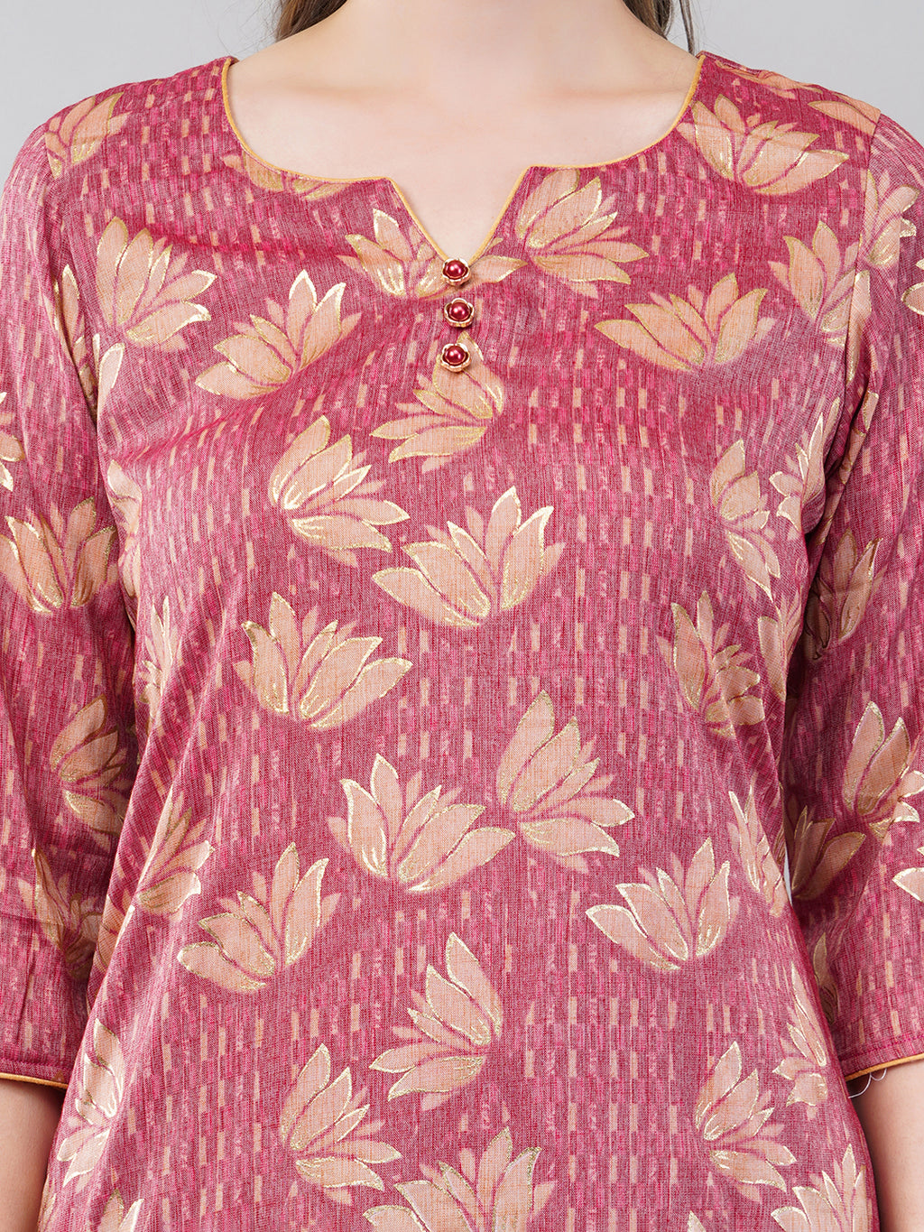 Peach rayon cotton kurta & trouser