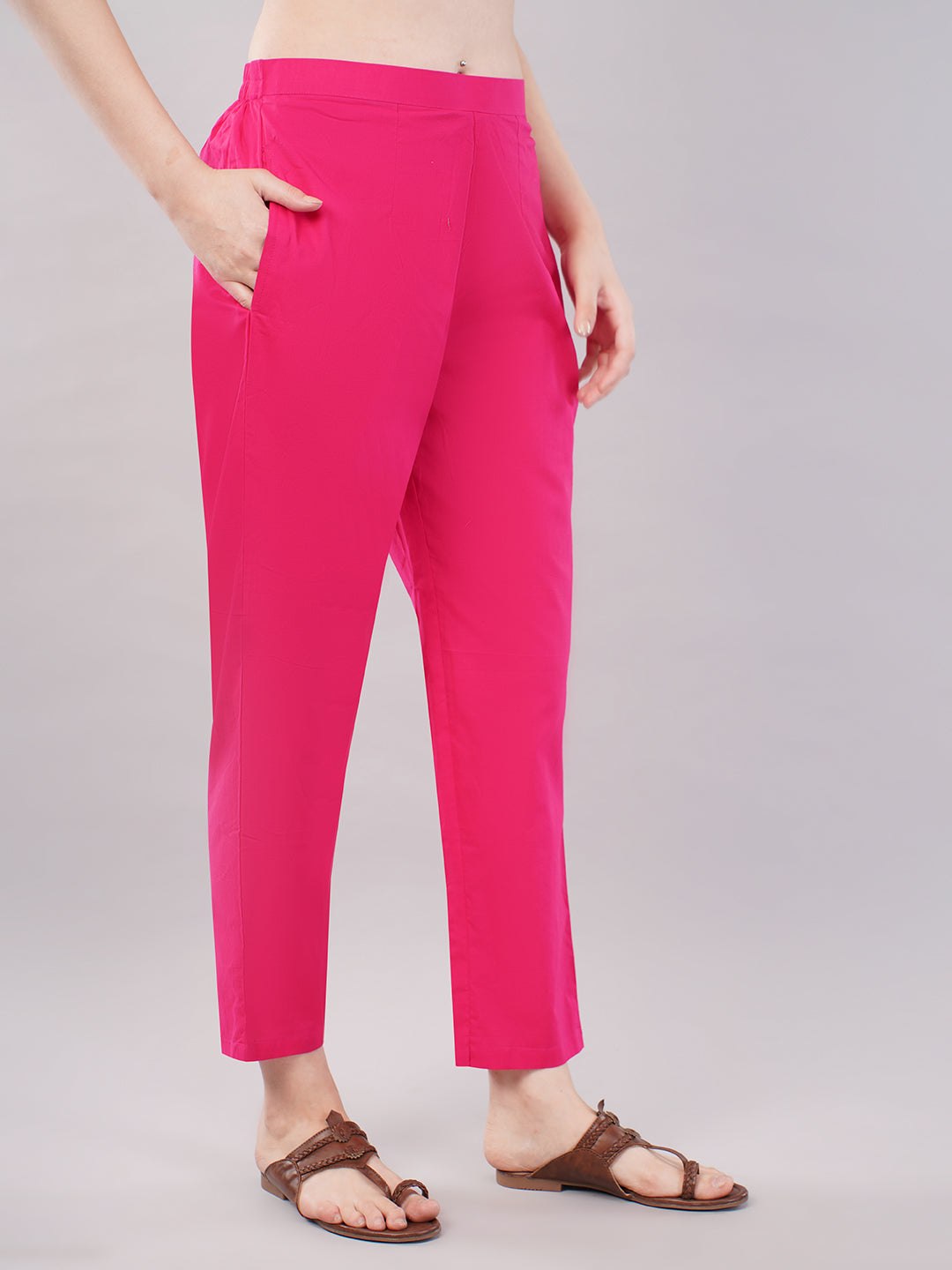White pink embellished kurti & trouser