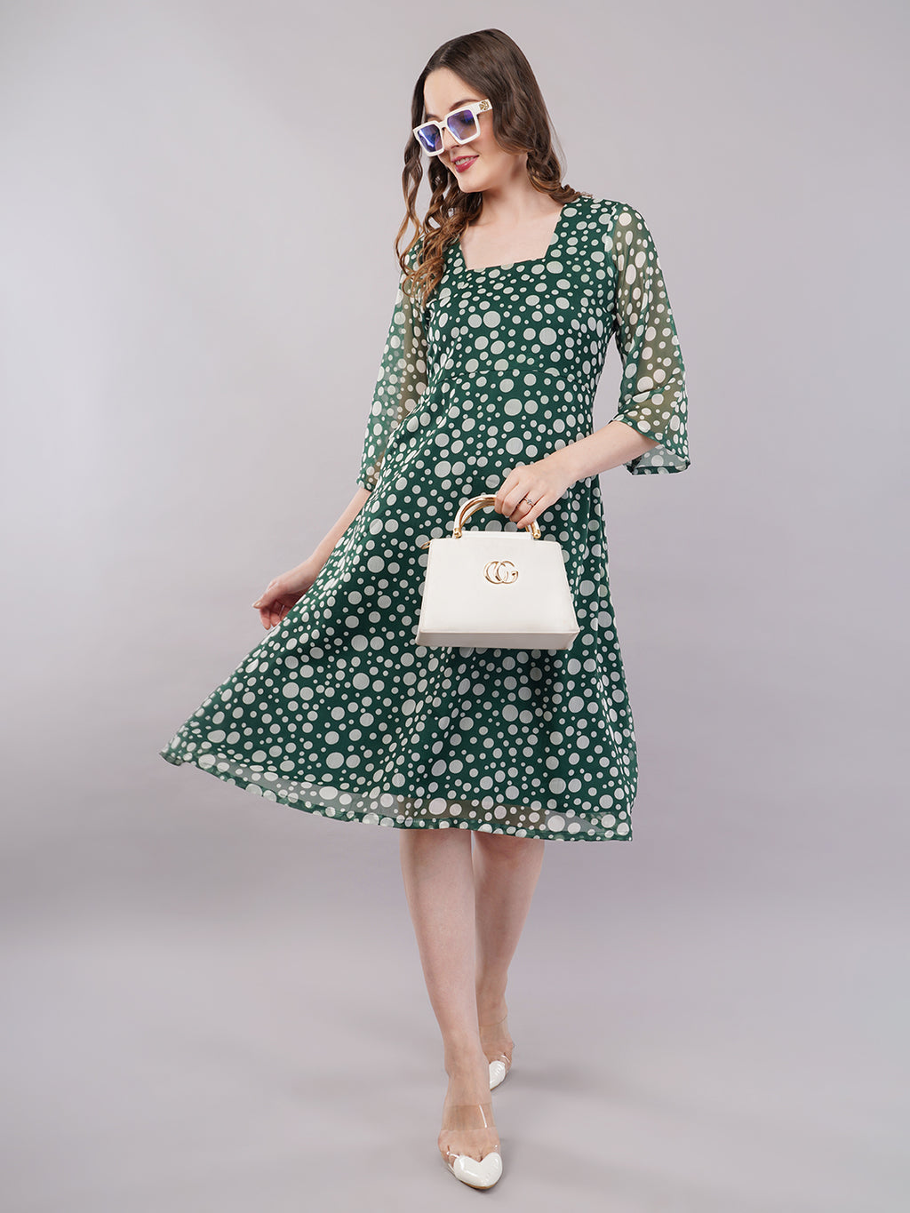 Polka dot midi dress