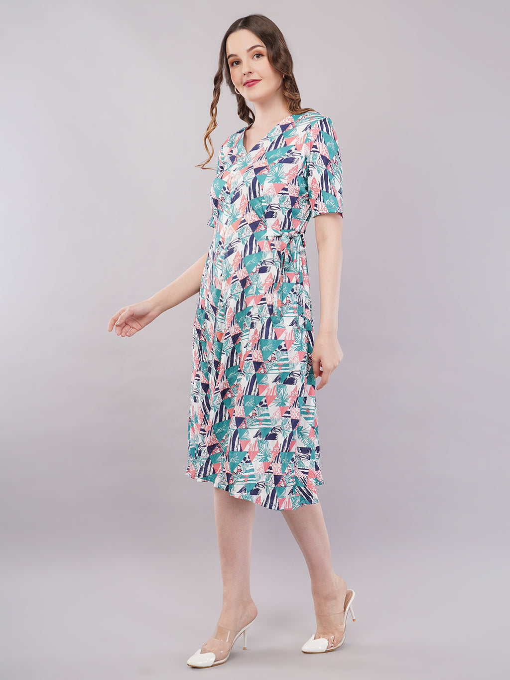 Geometrical print midi dress