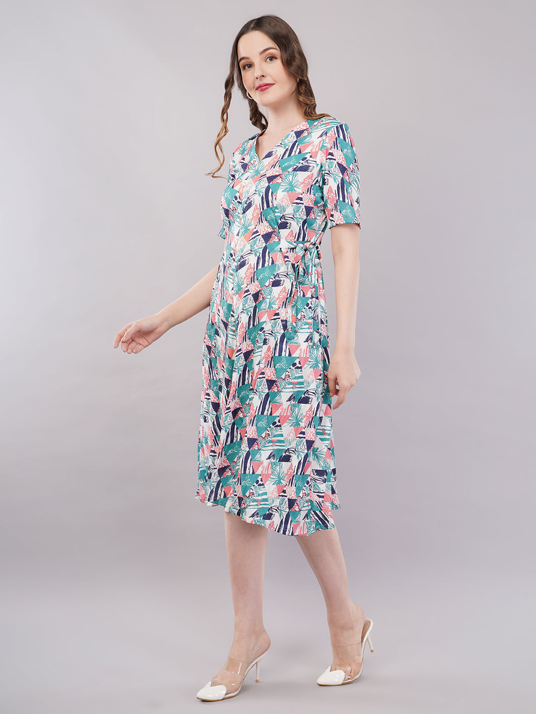 Geometrical print midi dress