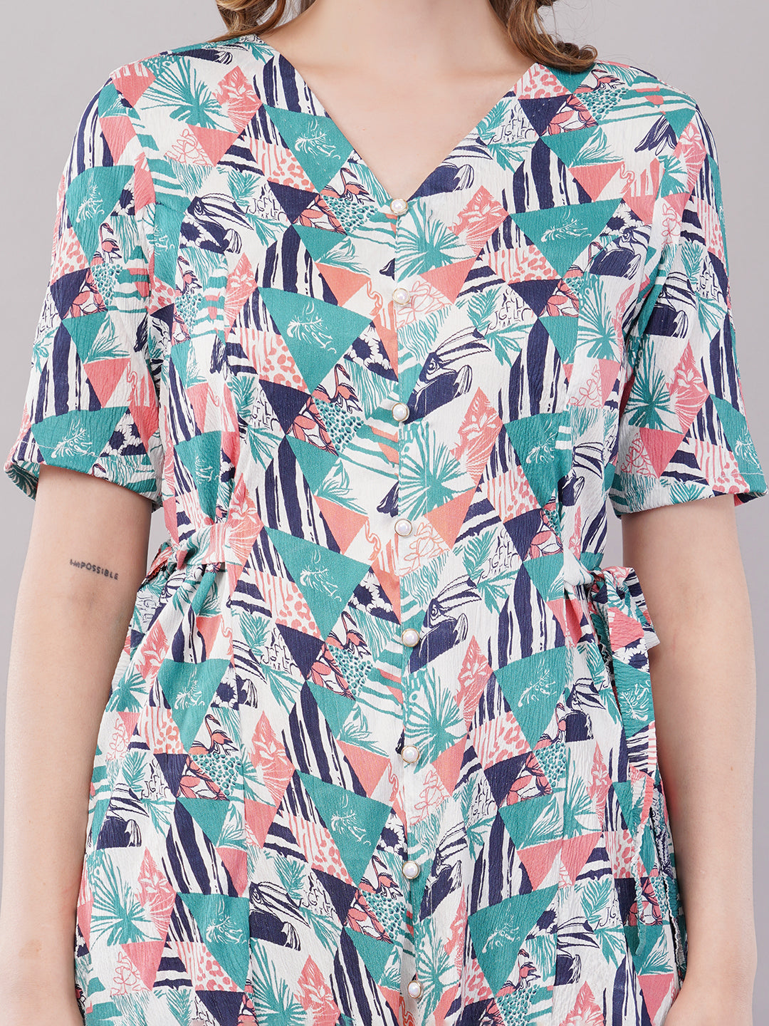 Geometrical print midi dress