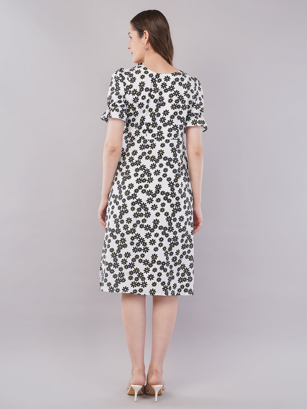 White black  floral midi dress
