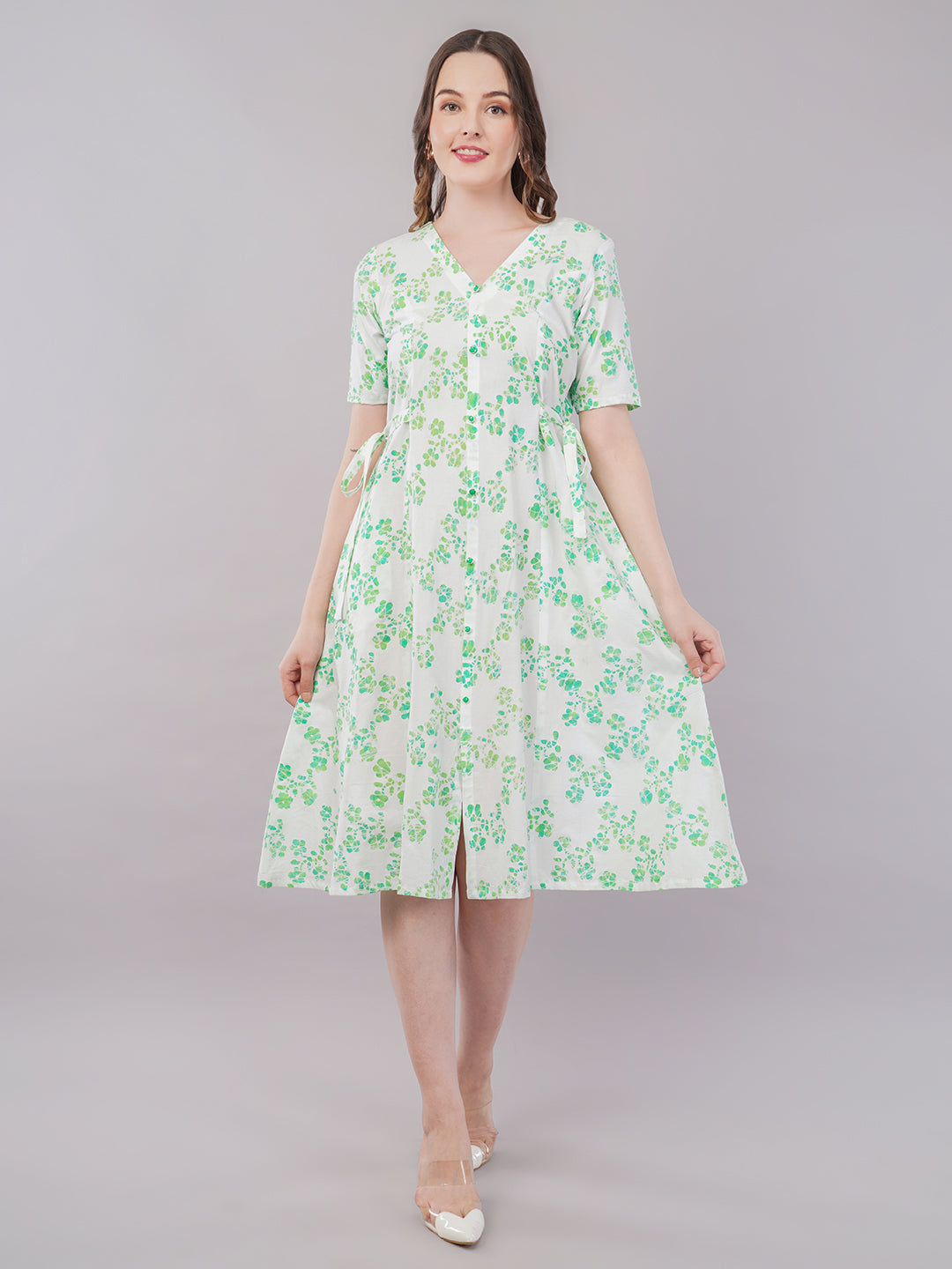 Floral cotton midi dress