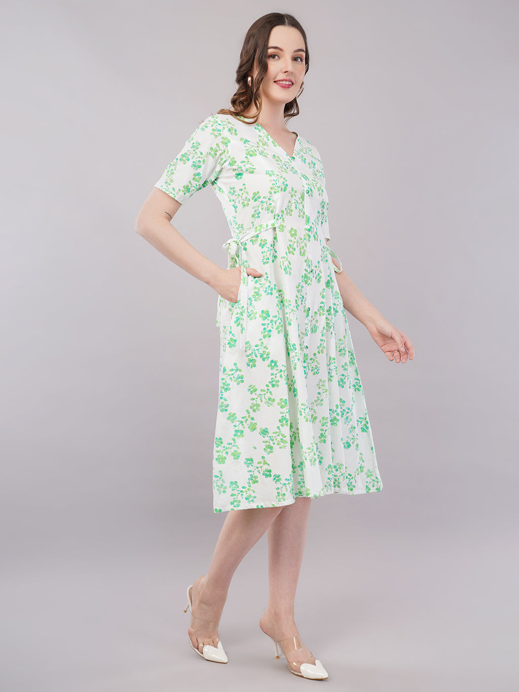 Floral cotton midi dress