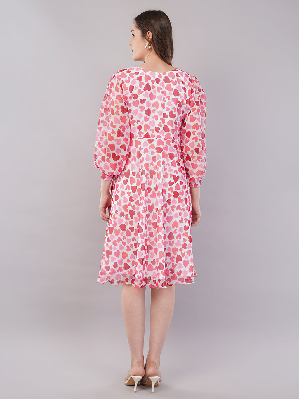 Heart print midi dress