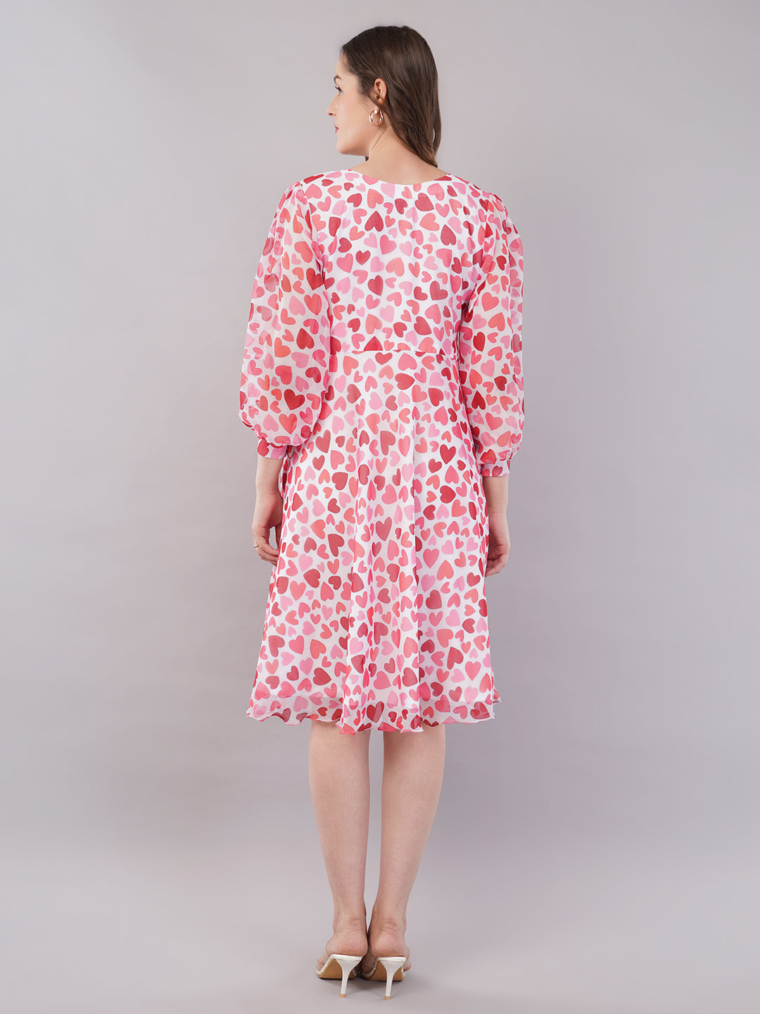 Heart print midi dress