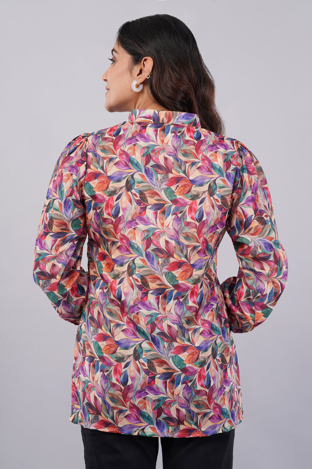 Satin leaf print shirt