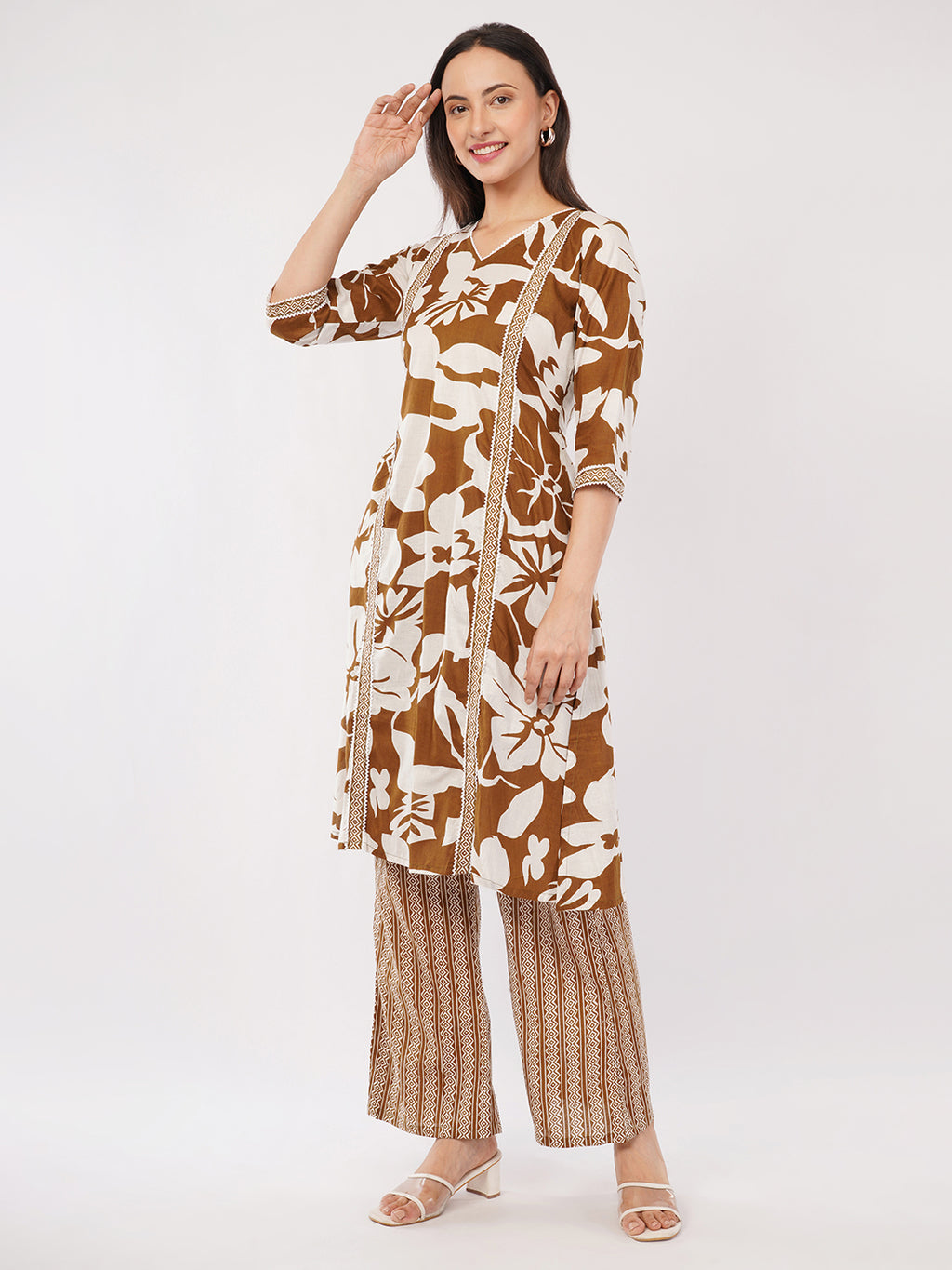 A line Cotton kurti plazo set