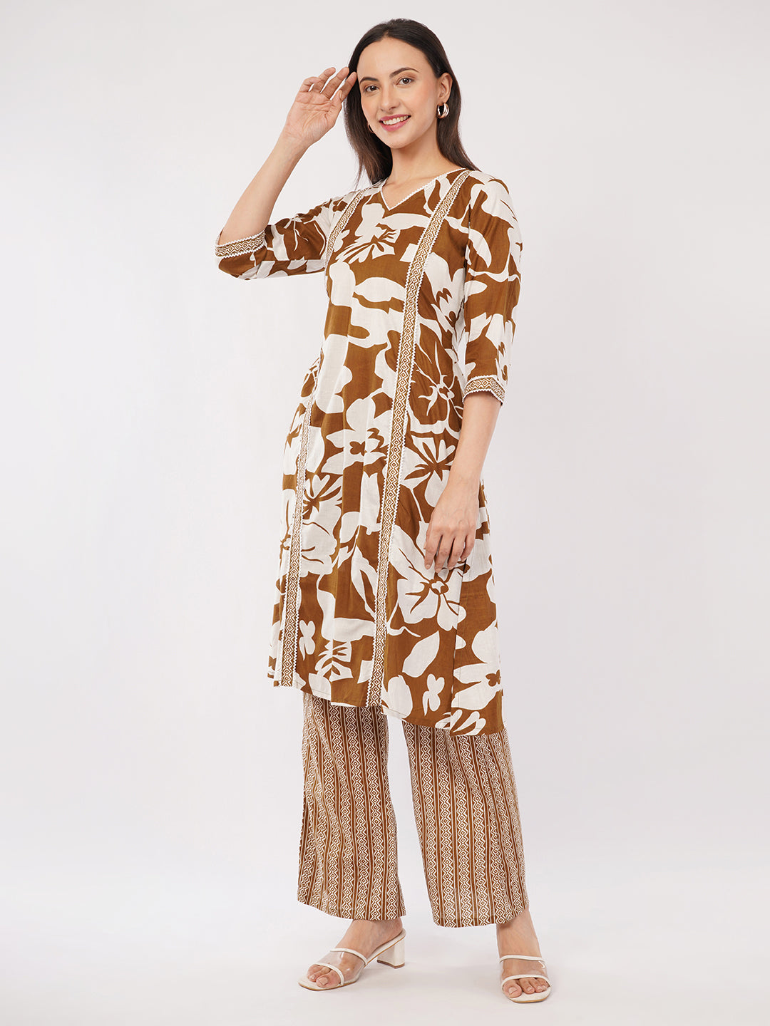 A line Cotton kurti plazo set