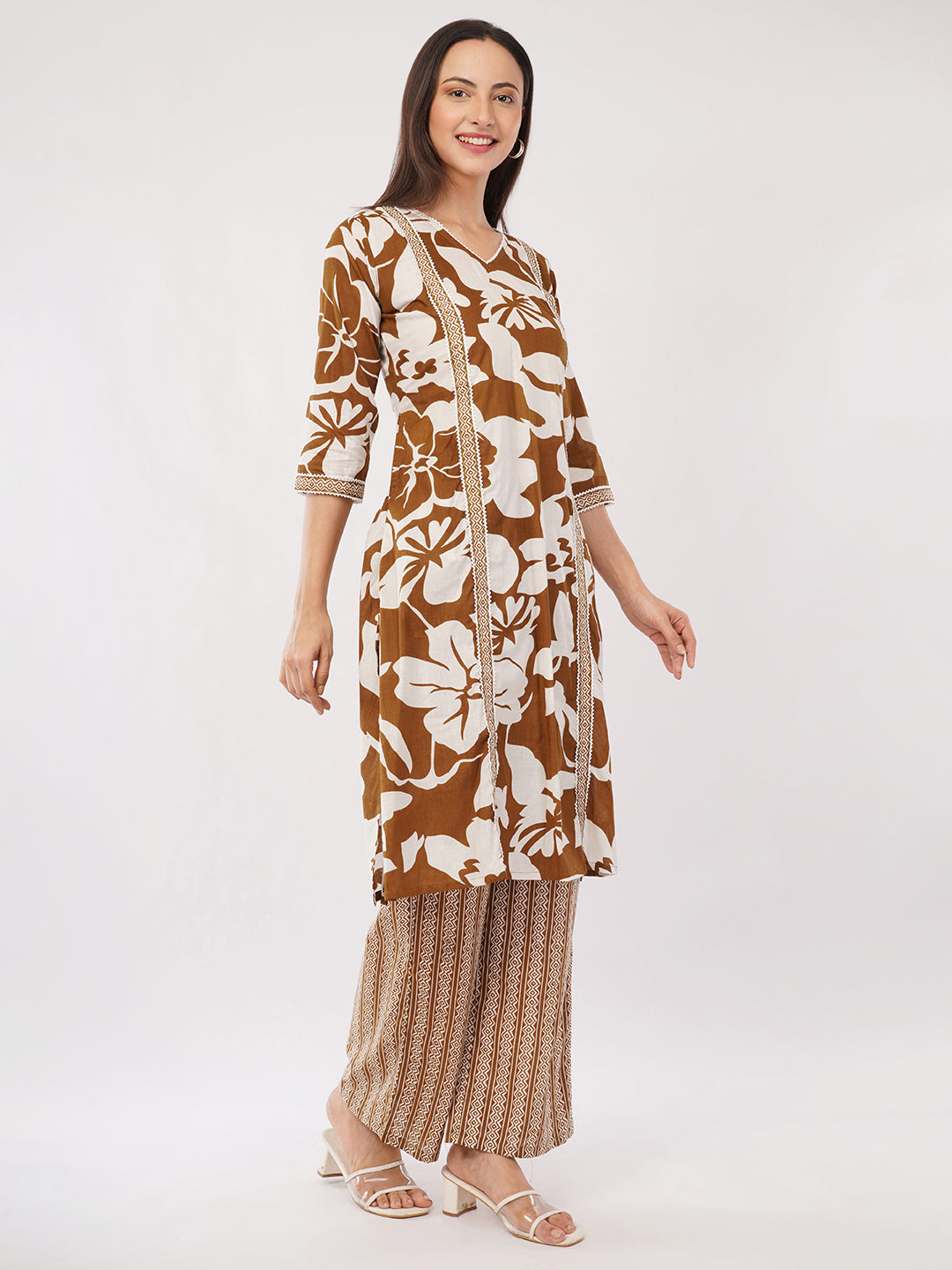 A line Cotton kurti plazo set