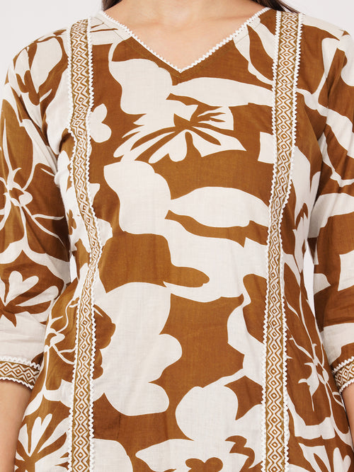 A line Cotton kurti plazo set