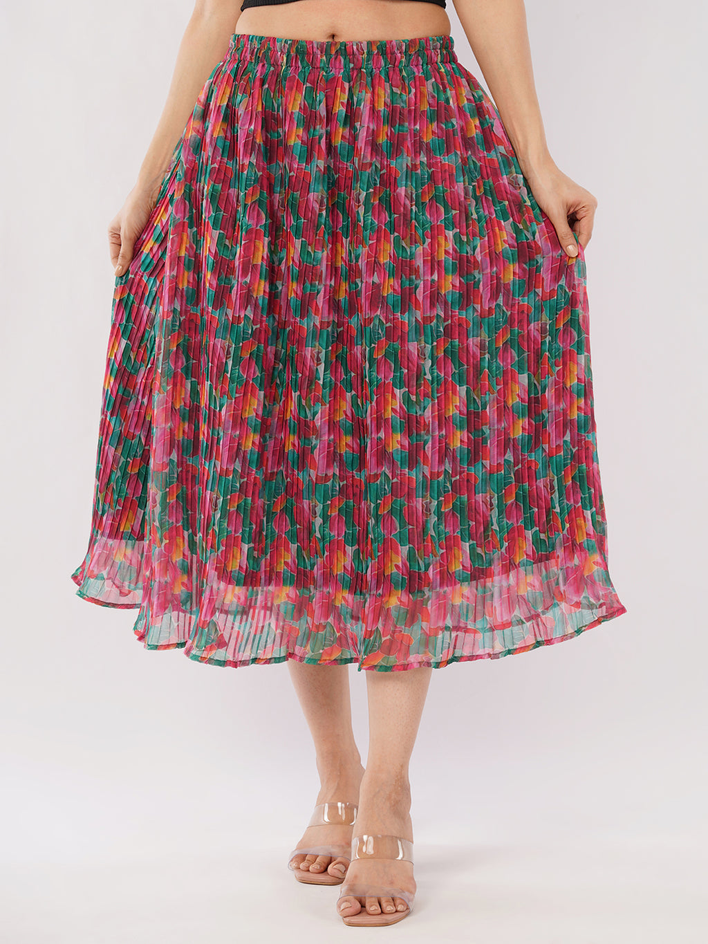 Midi crushed skirt