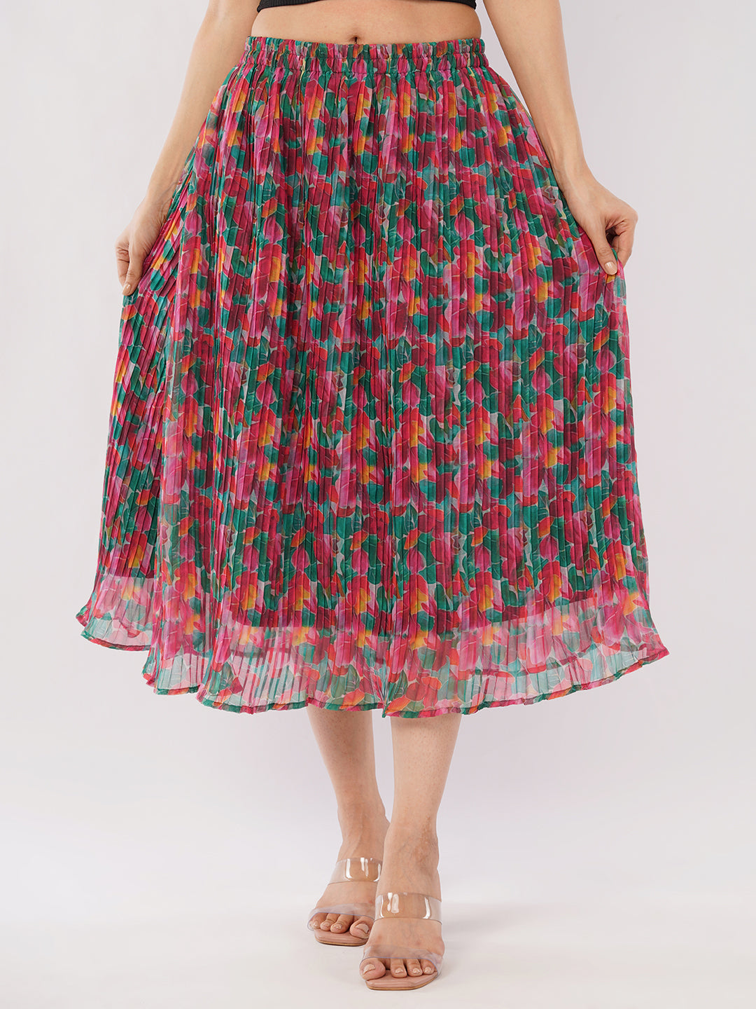 Midi crushed skirt