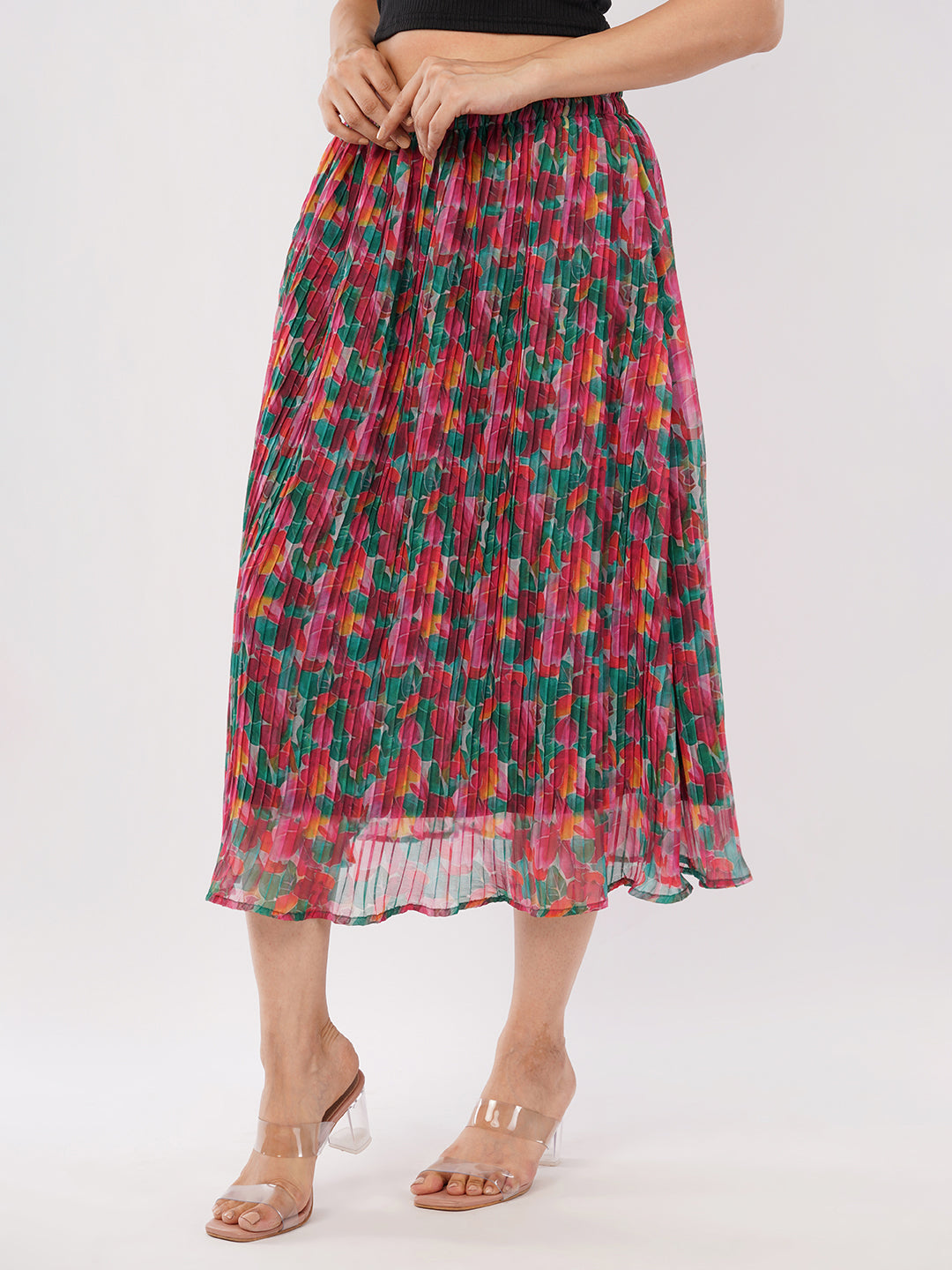 Midi crushed skirt