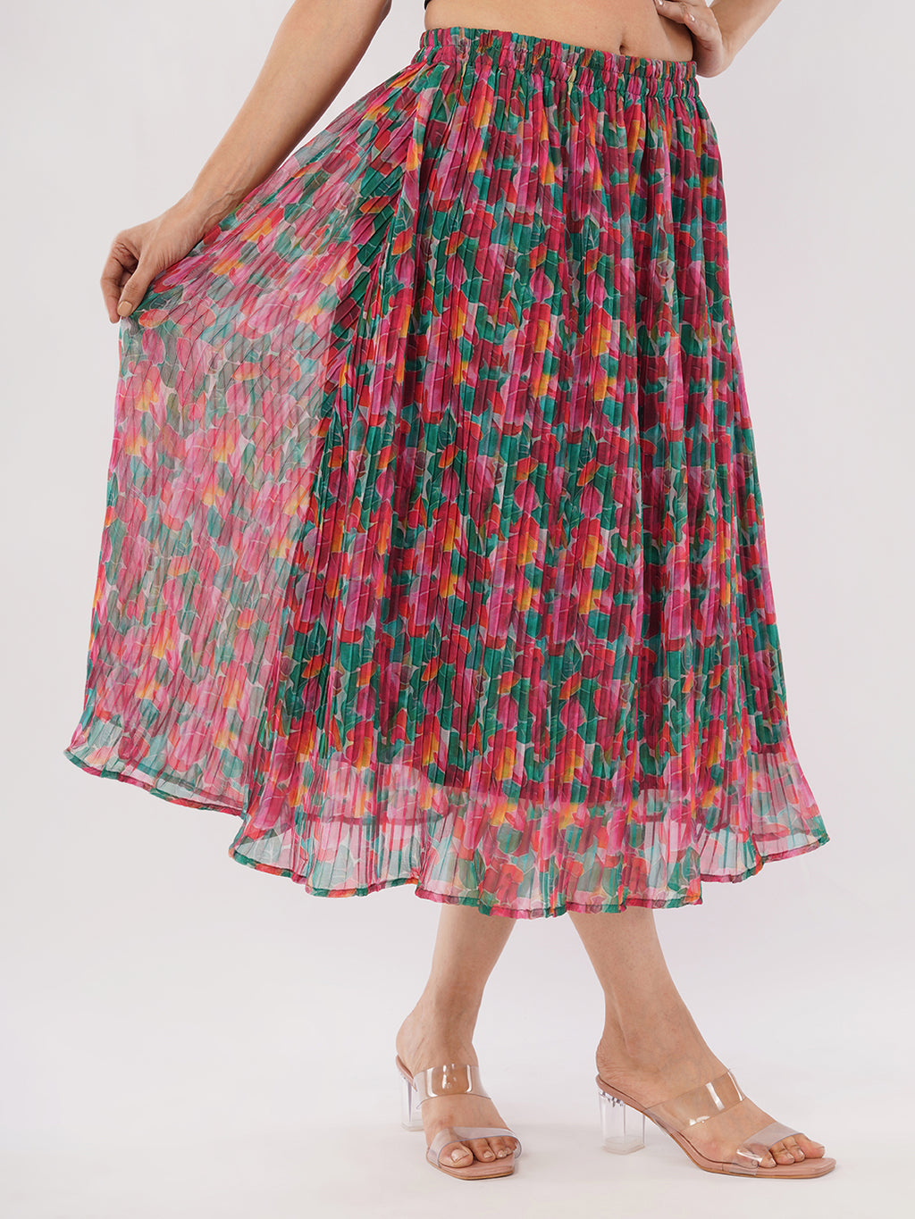 Midi crushed skirt