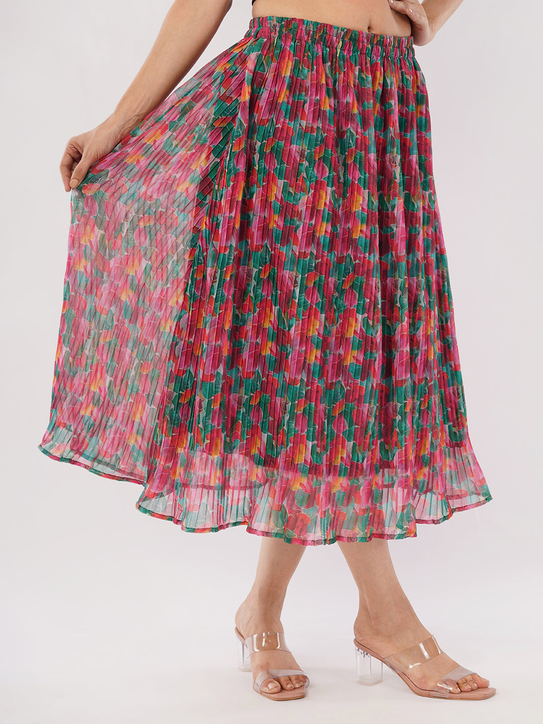 Midi crushed skirt