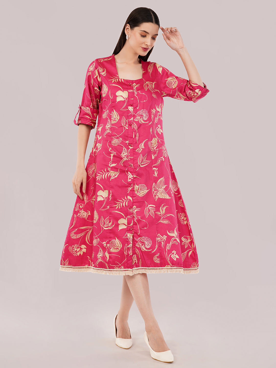 Pink midi dress