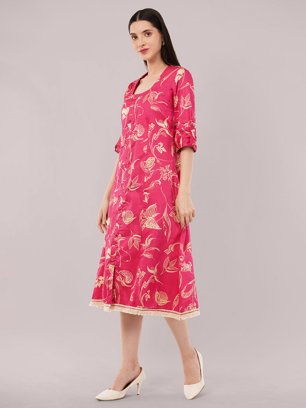Pink midi dress