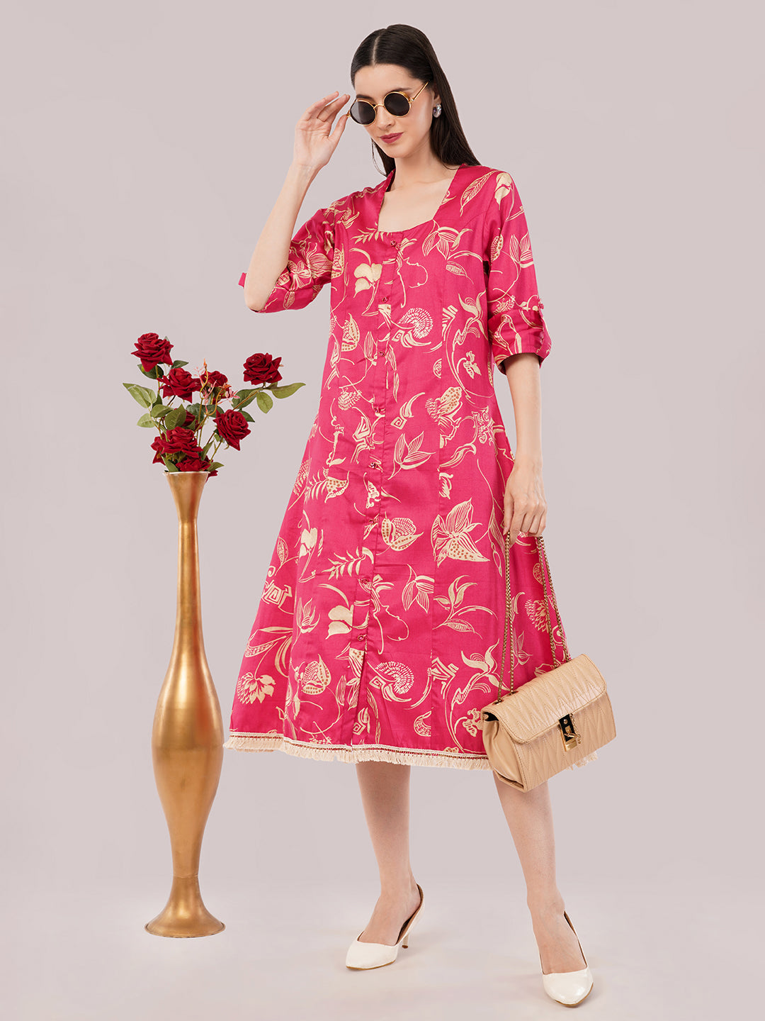 Pink midi dress