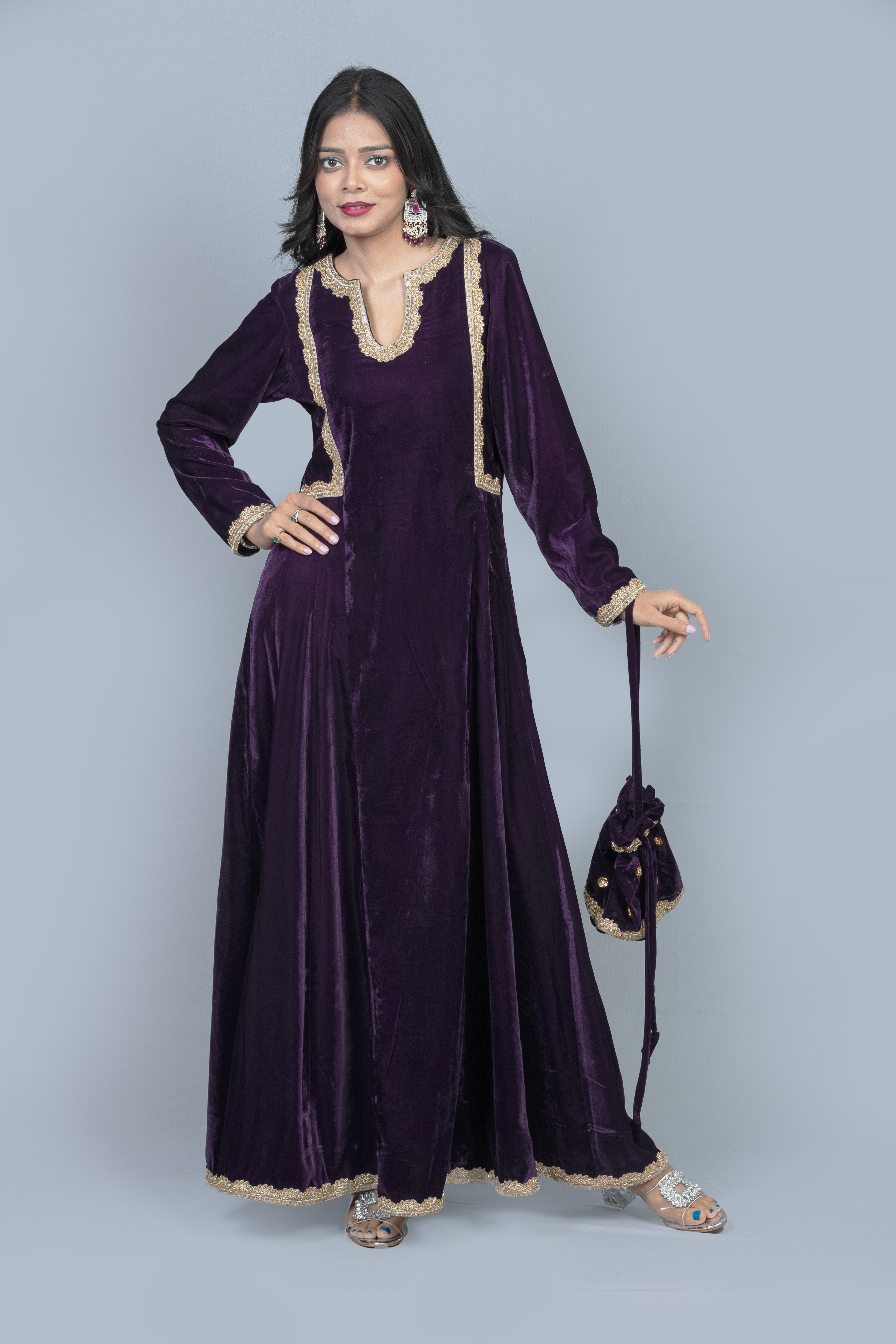 Anarkali velvet Kurti set