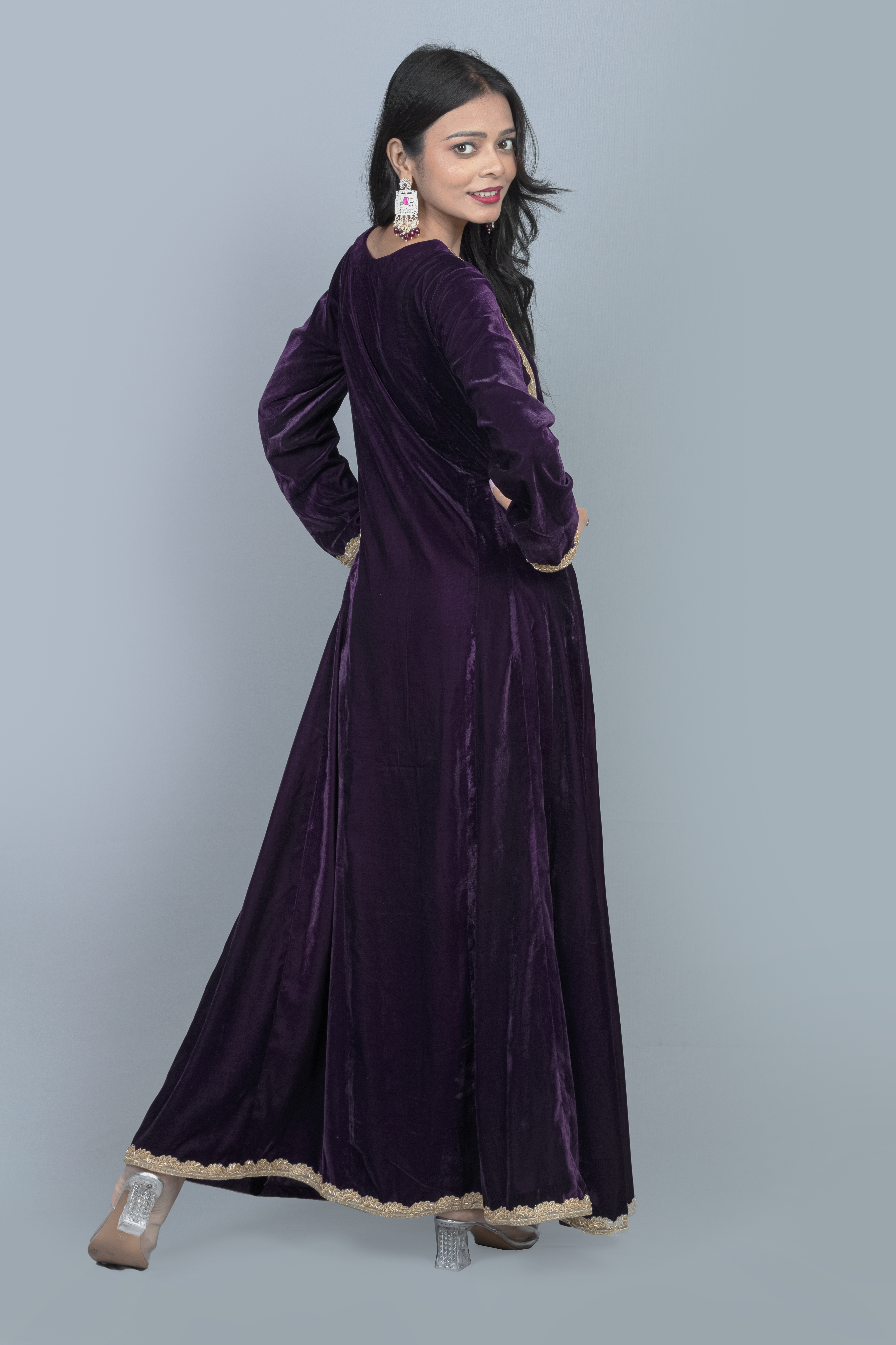 Anarkali velvet Kurti set