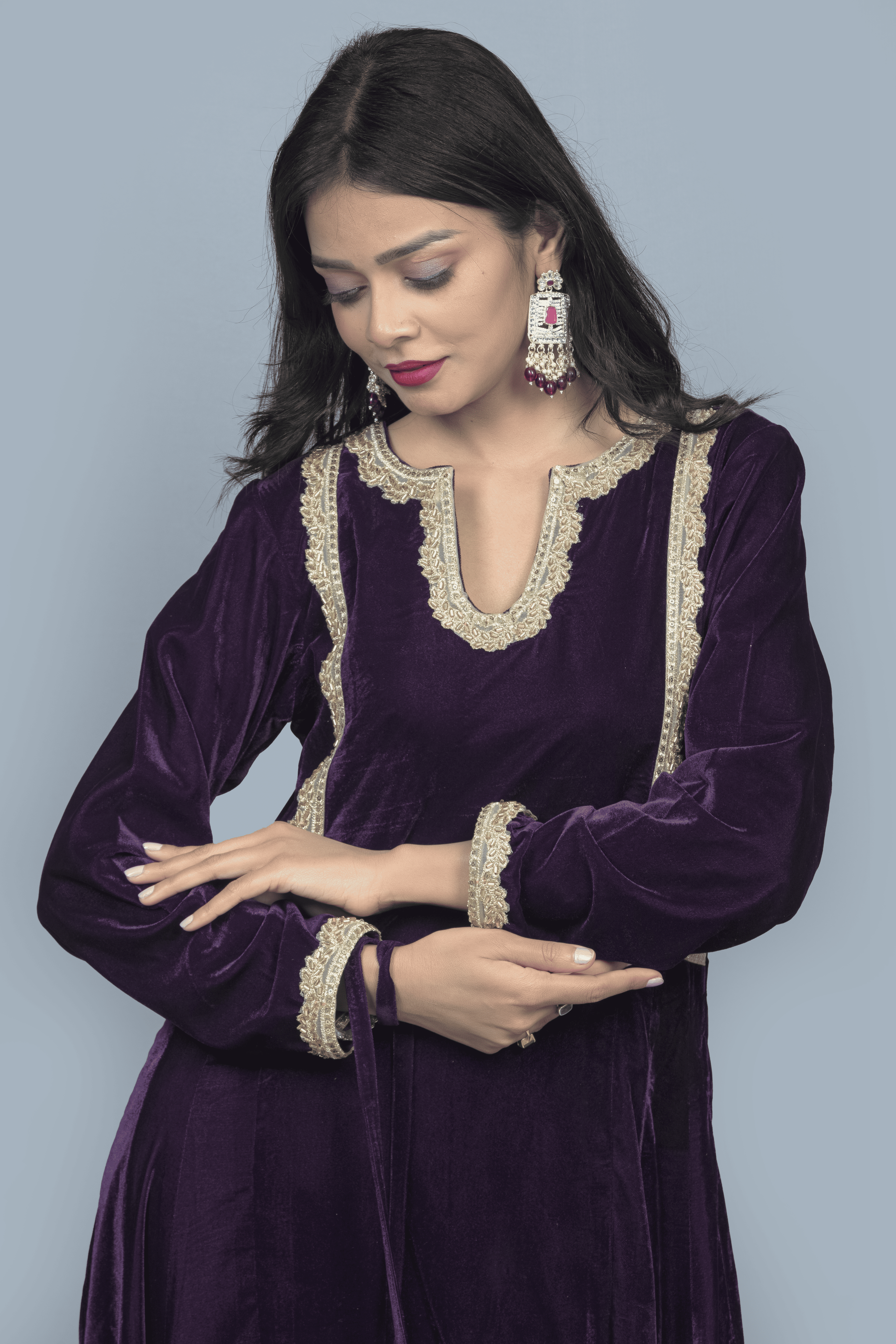 Anarkali velvet Kurti set