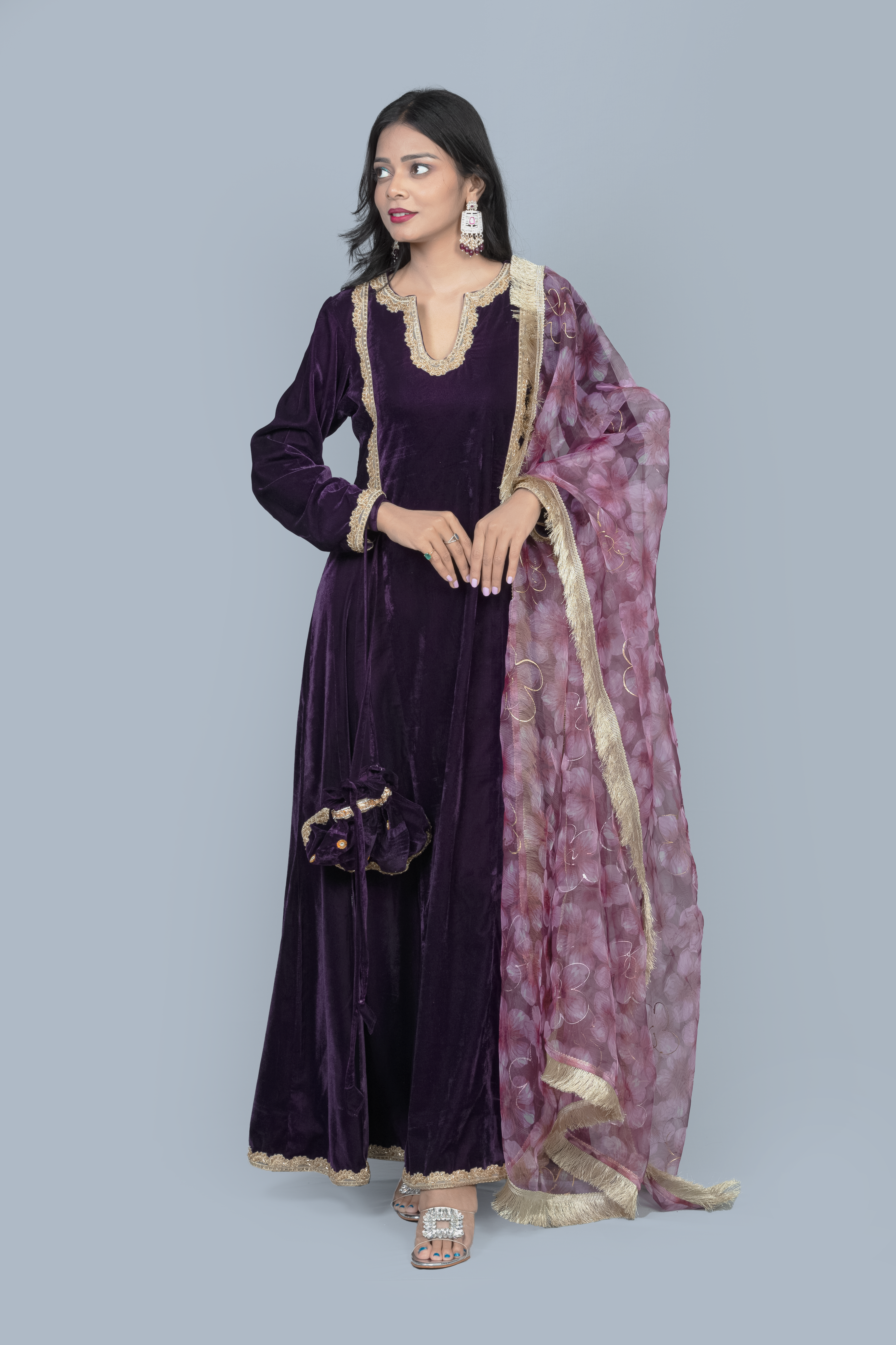 Anarkali velvet Kurti set
