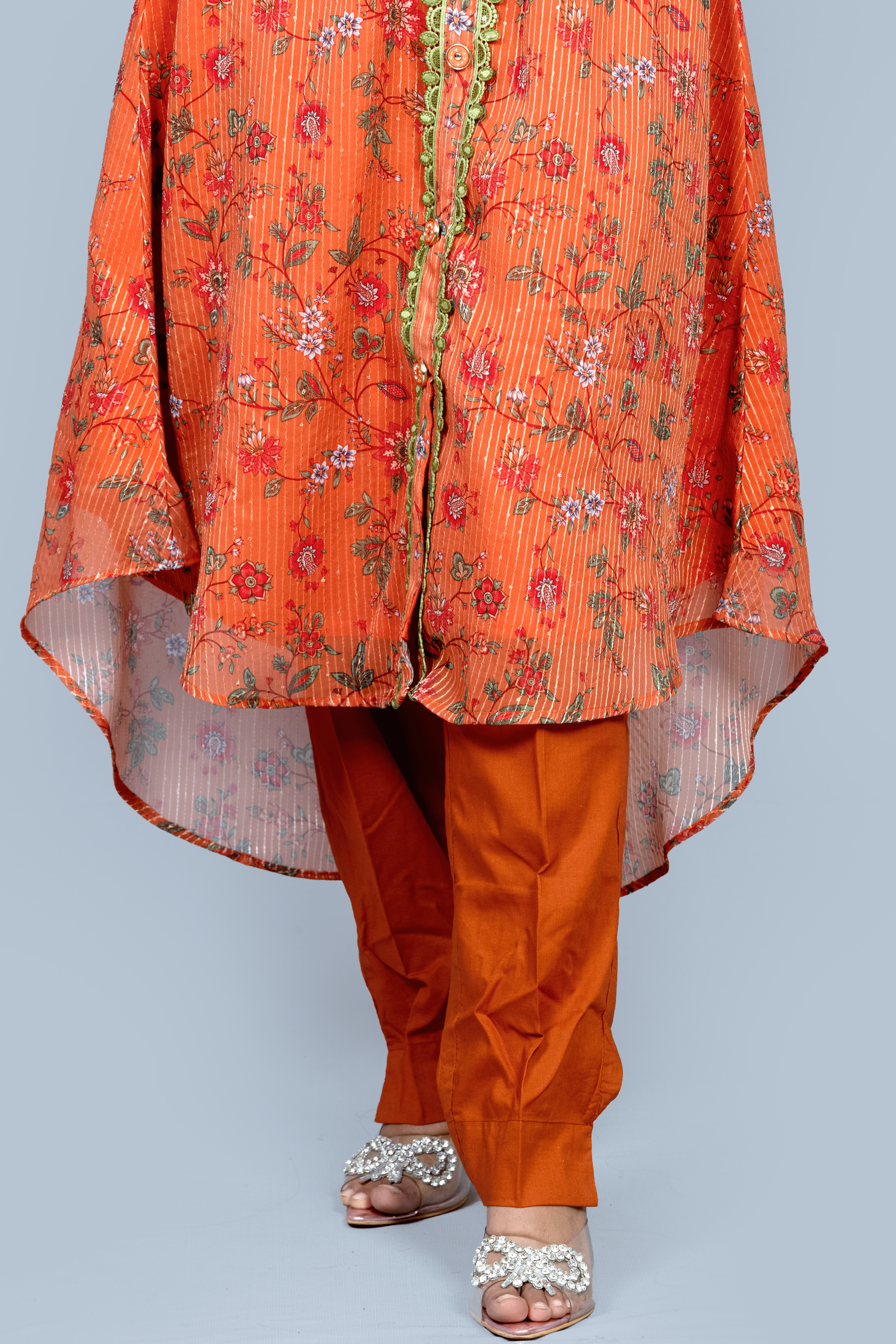 Orange Georgette  A line Kurti