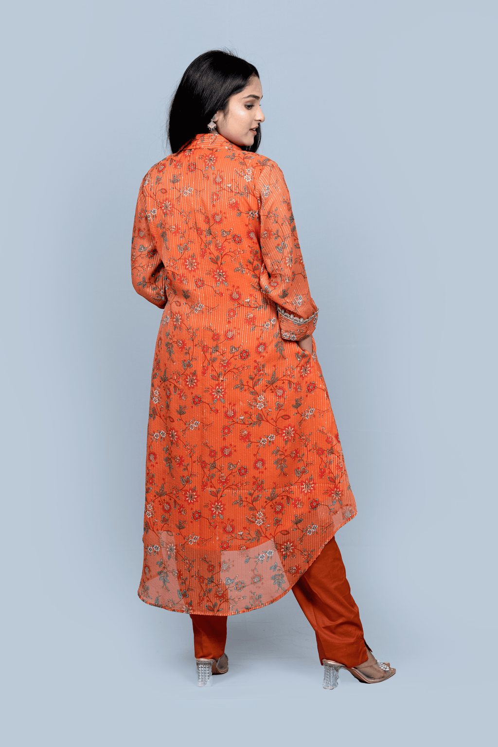 Orange Georgette  A line Kurti