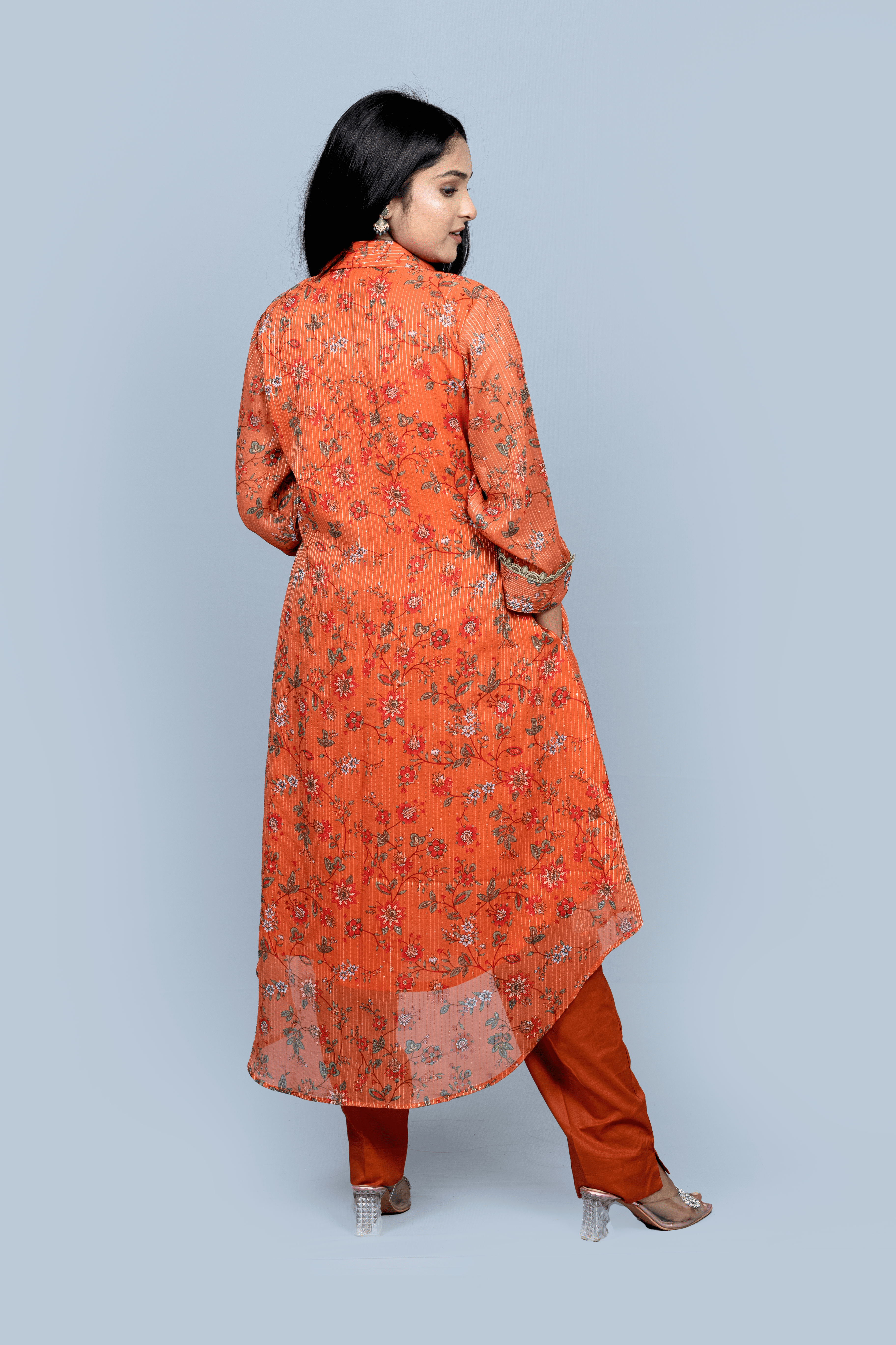 Orange Georgette  A line Kurti