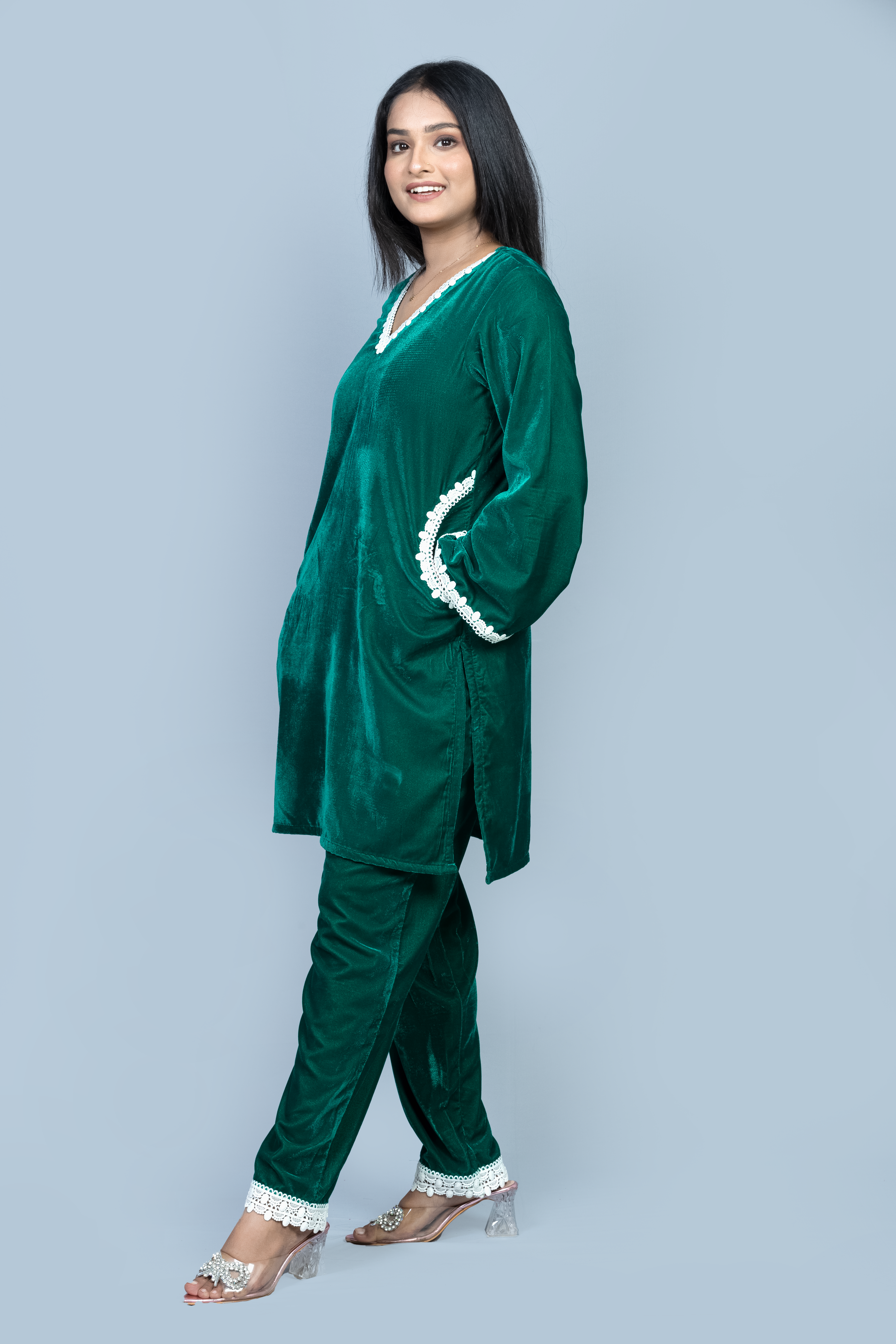 Teal Green Velvet Co ord set