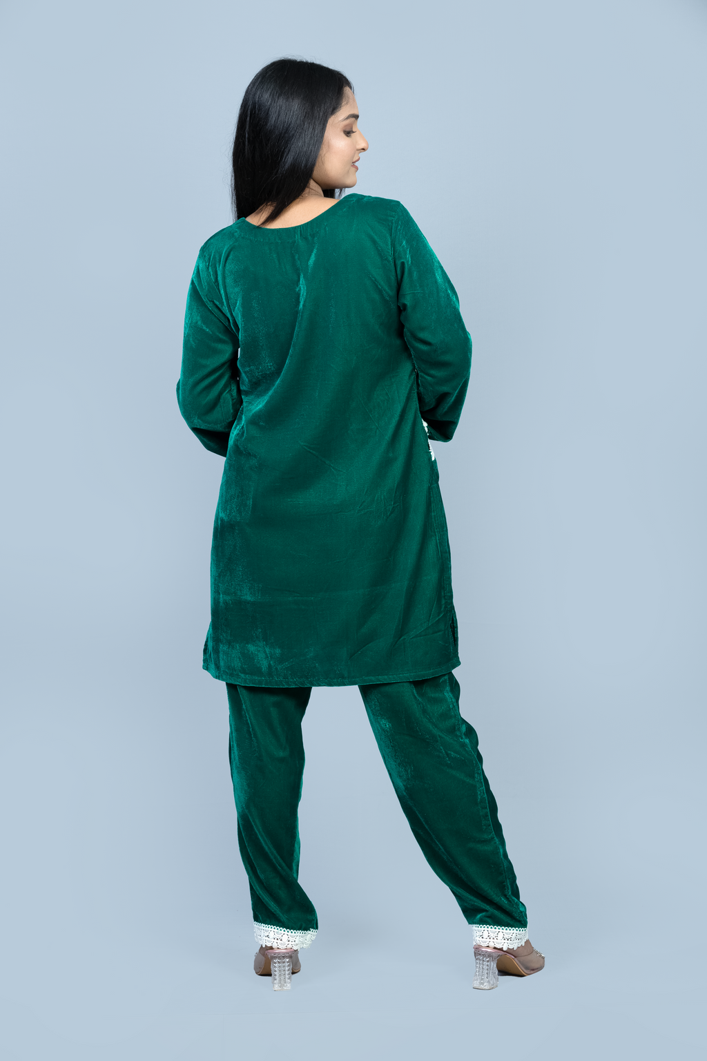 Teal Green Velvet Co ord set